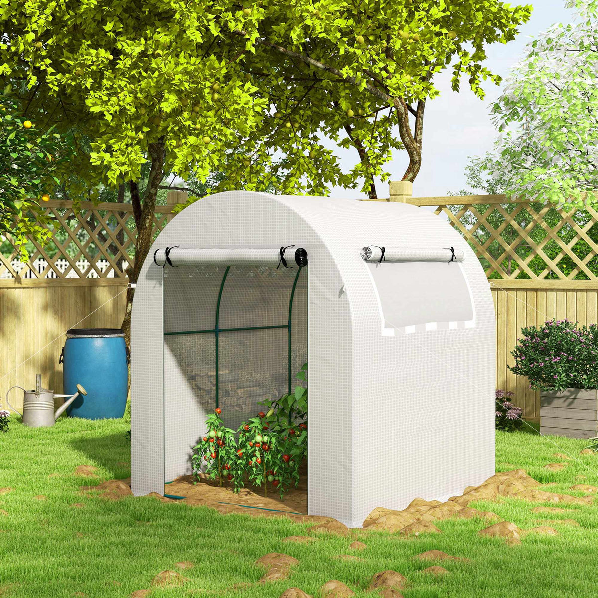 Portable Greenhouse with Steel Frame, Plastic Cover, 6x6 ft