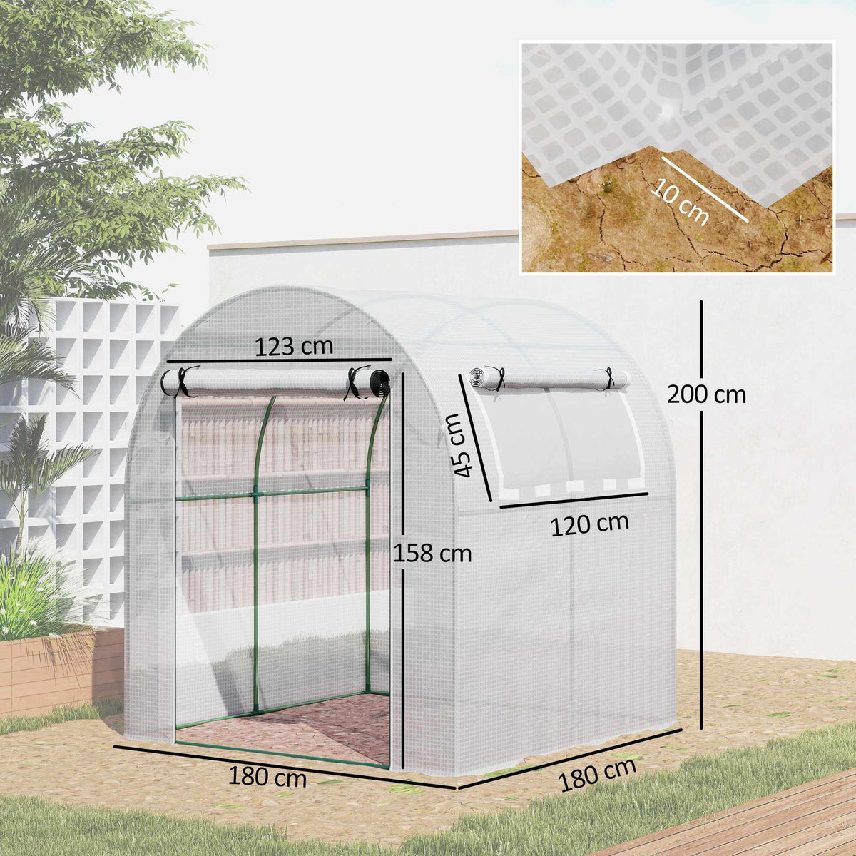 Portable Greenhouse with Steel Frame, Plastic Cover, 6x6 ft