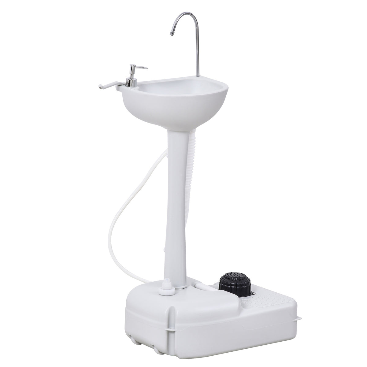 Portable Hand Sink Garden Outdoor Camping Voyager with Towel Rack Water Tank 17L Foot Pump 51 x 33.5 x 103 cm Gray