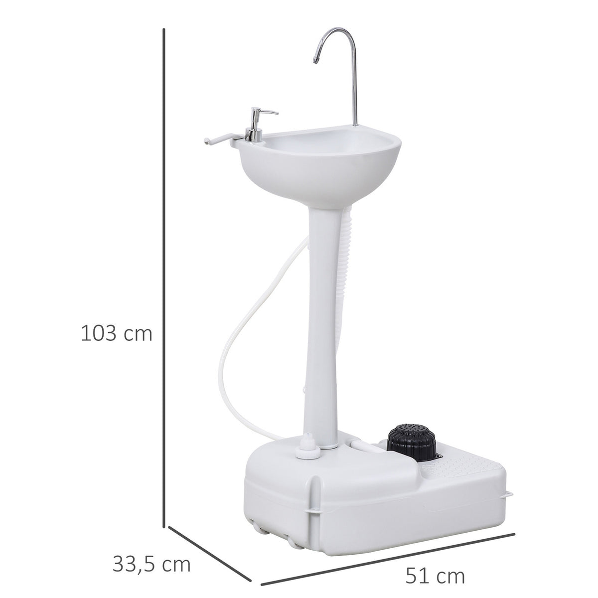 Portable Hand Sink Garden Outdoor Camping Voyager with Towel Rack Water Tank 17L Foot Pump 51 x 33.5 x 103 cm Gray