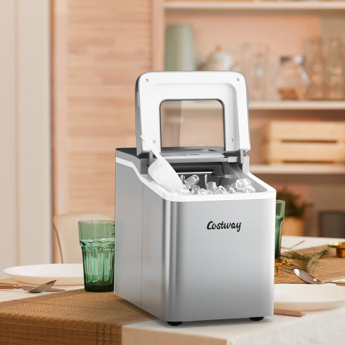 Portable Ice Maker With Self-Cleaning, 12 kg Day, 1.6 L