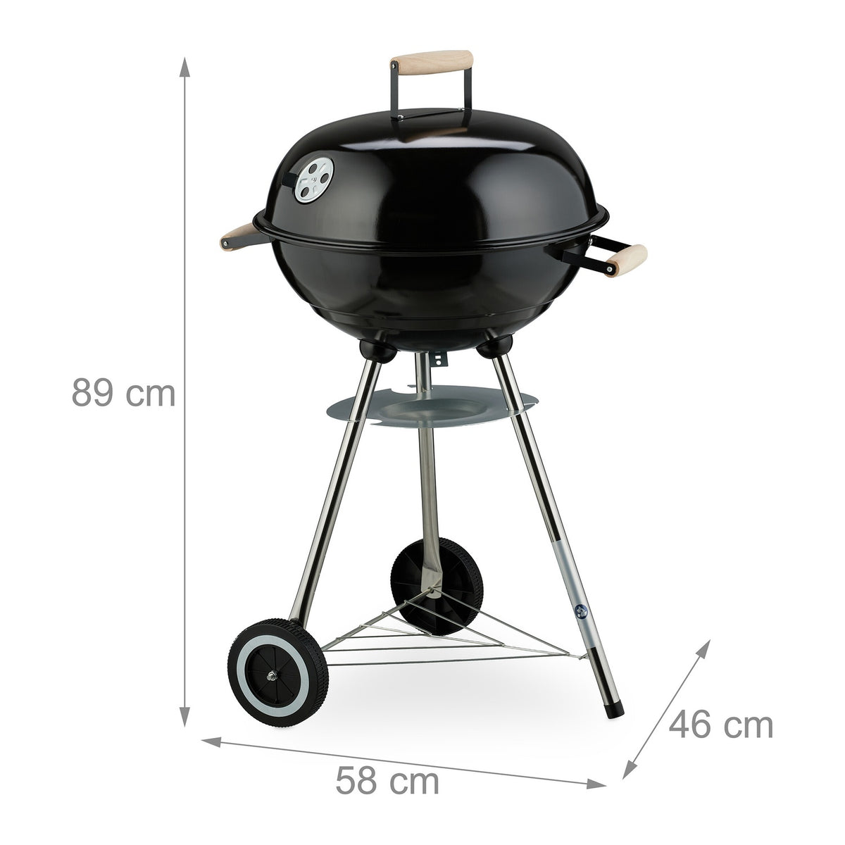 Portable Kettle BBQ Grill with Ash Catcher & Wheels