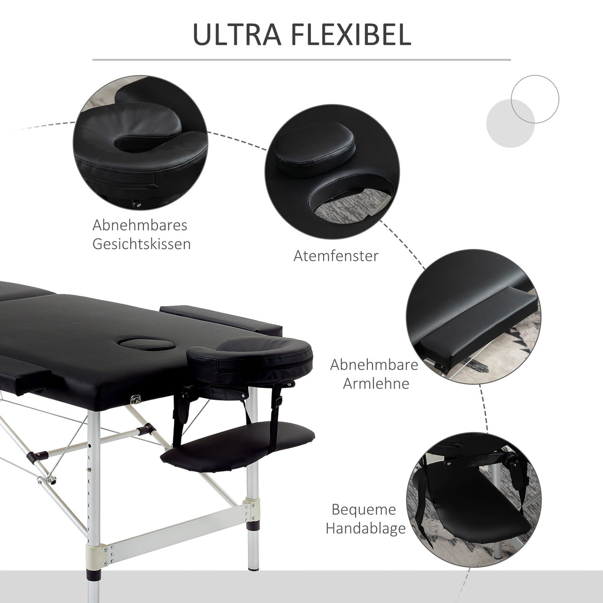 Portable Massage Table with Carry Bag, Adjustable Height