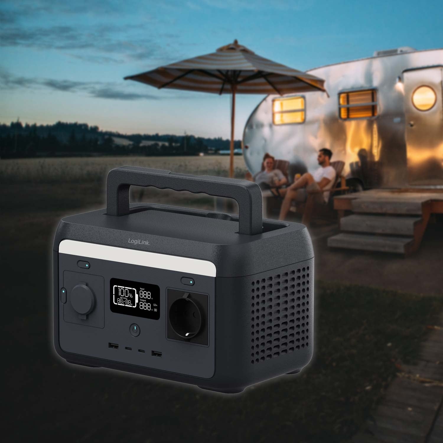 Portable Power Station 300W, 204.8Wh, 6 Ports, LED Light