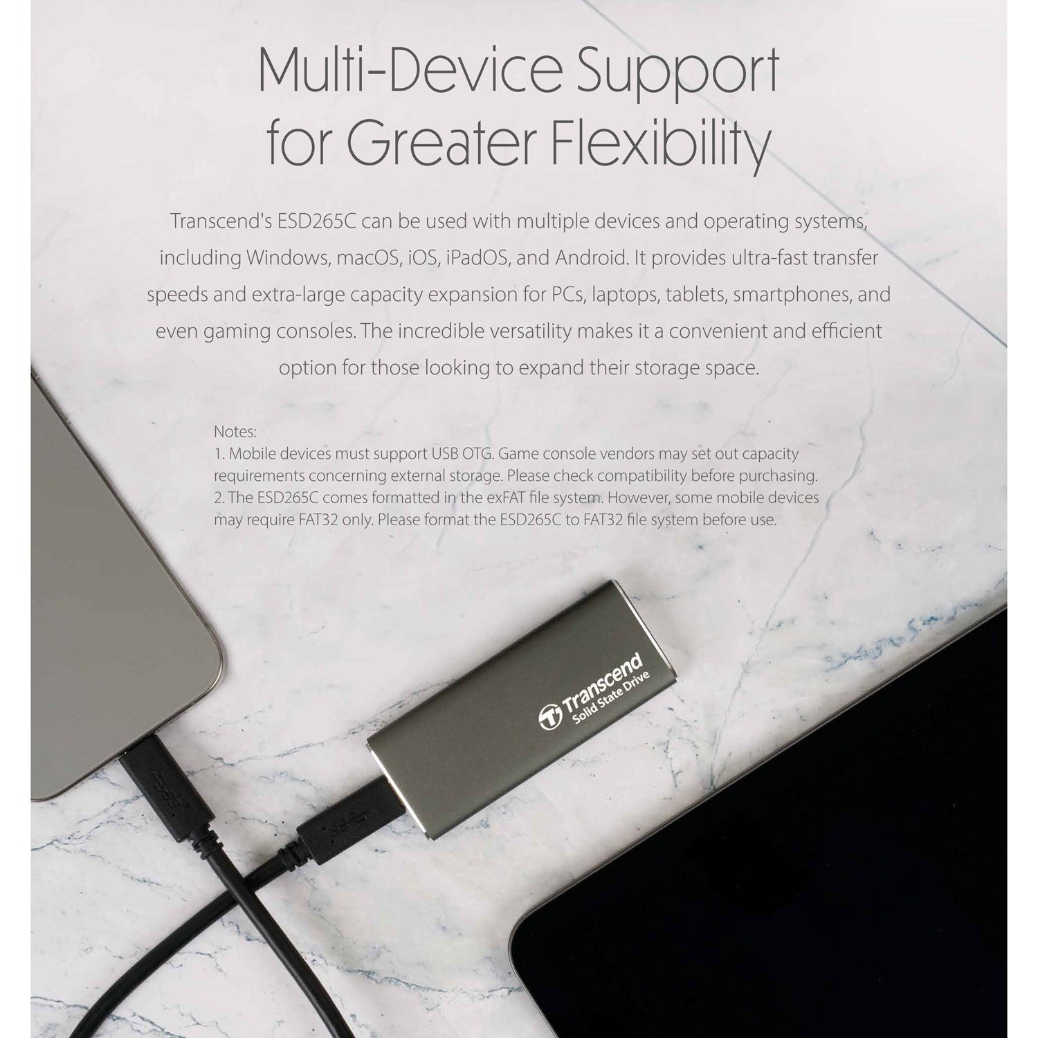 Portable SSD ESD256C USB-C 1TB 10Gbps (R1050/W950 Mb/s) Aluminum