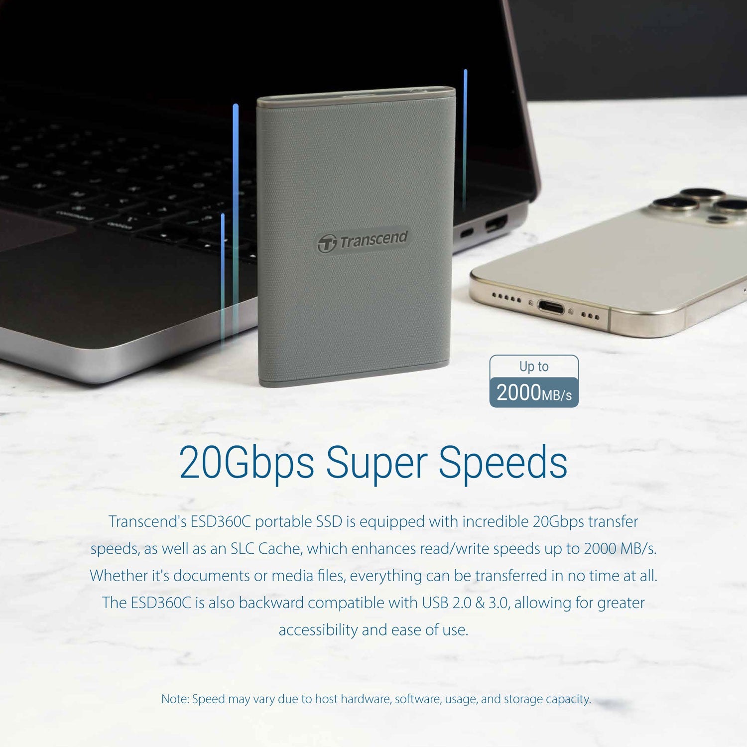 Portable SSD ESD360C USB-C 1TB 20Gbps (R2000/W2000 Mb/s)