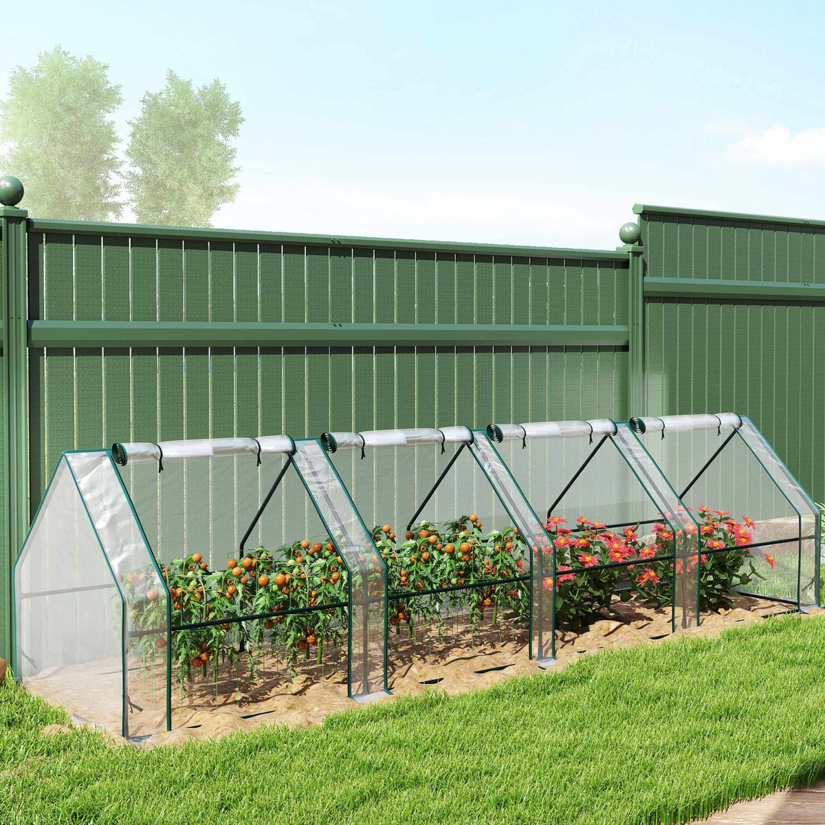 Portable Steel Greenhouse with Zipper Doors, 360x90x90 cm