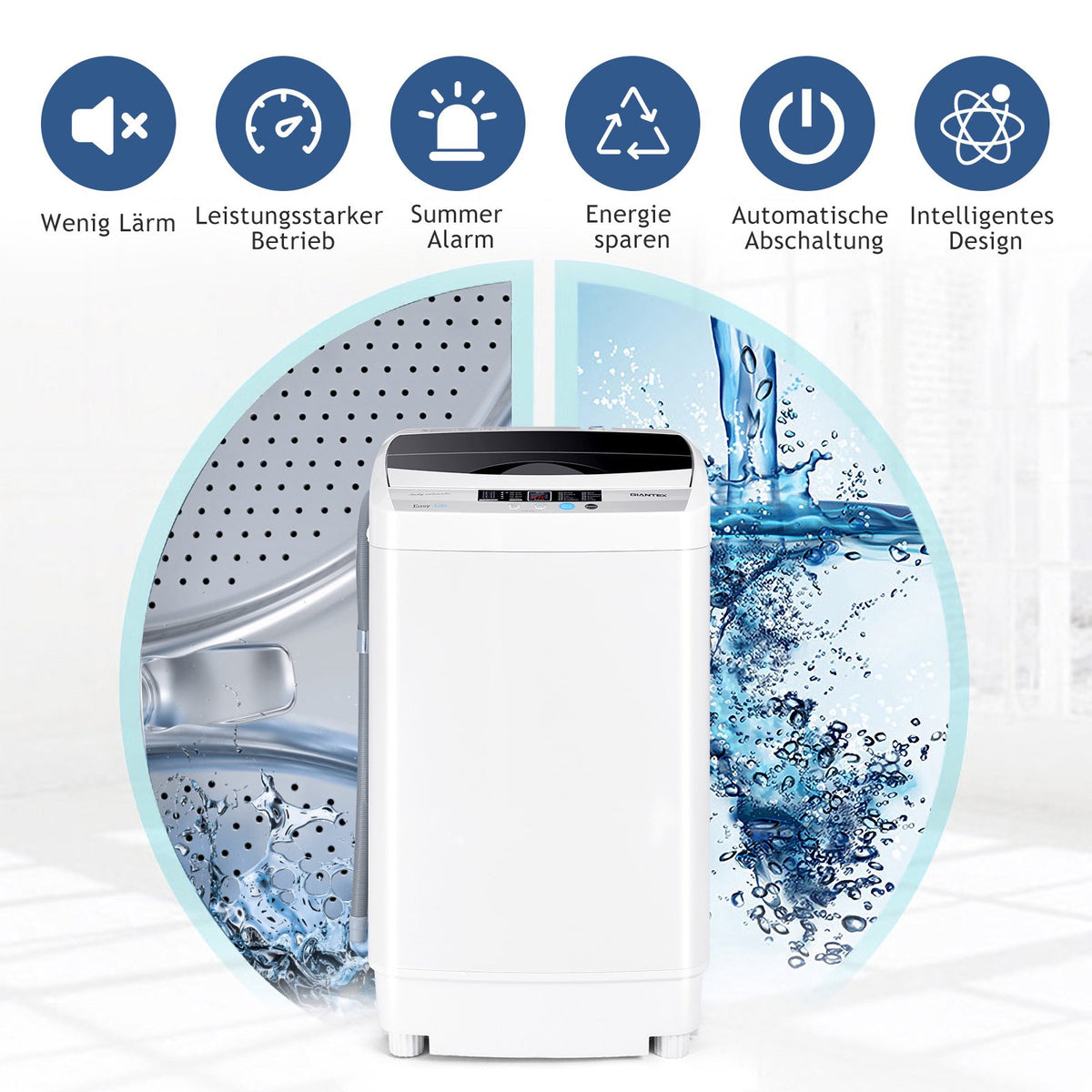Portable Top-Load Washing Machine, 4.5KG Capacity, 10 Programs