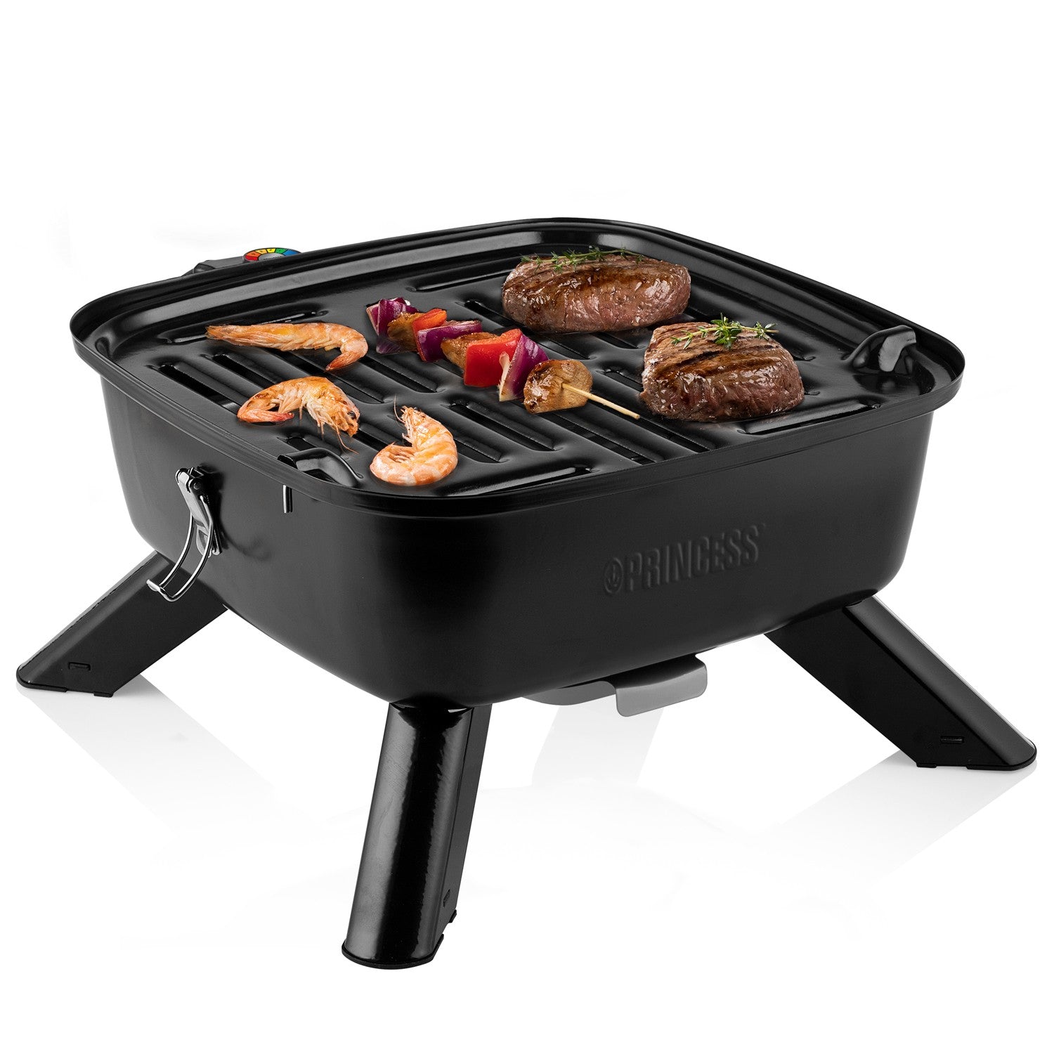 Portable hybrid grill 2-in-1 electric or charcoal