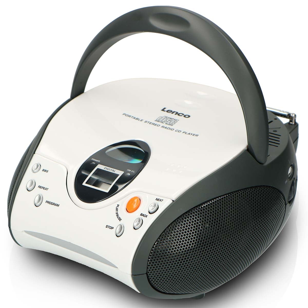 Portable stereo FM radio with CD White