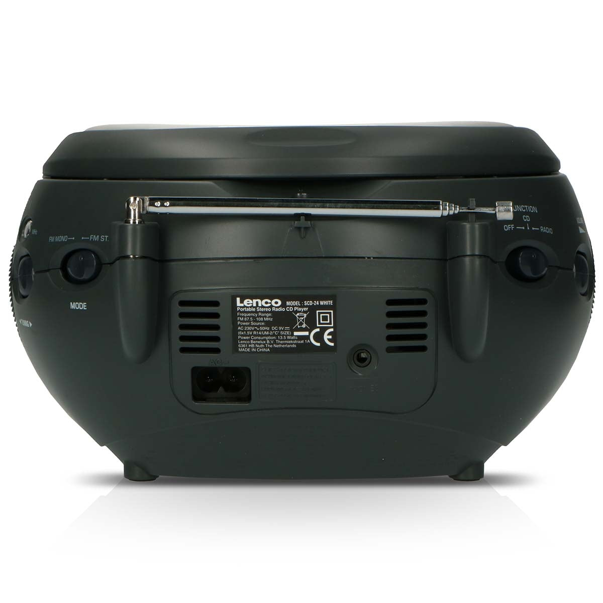 Portable stereo FM radio with CD White