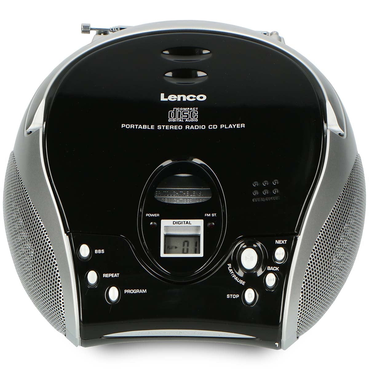 Portable stereo FM radio with CD player Black/silver