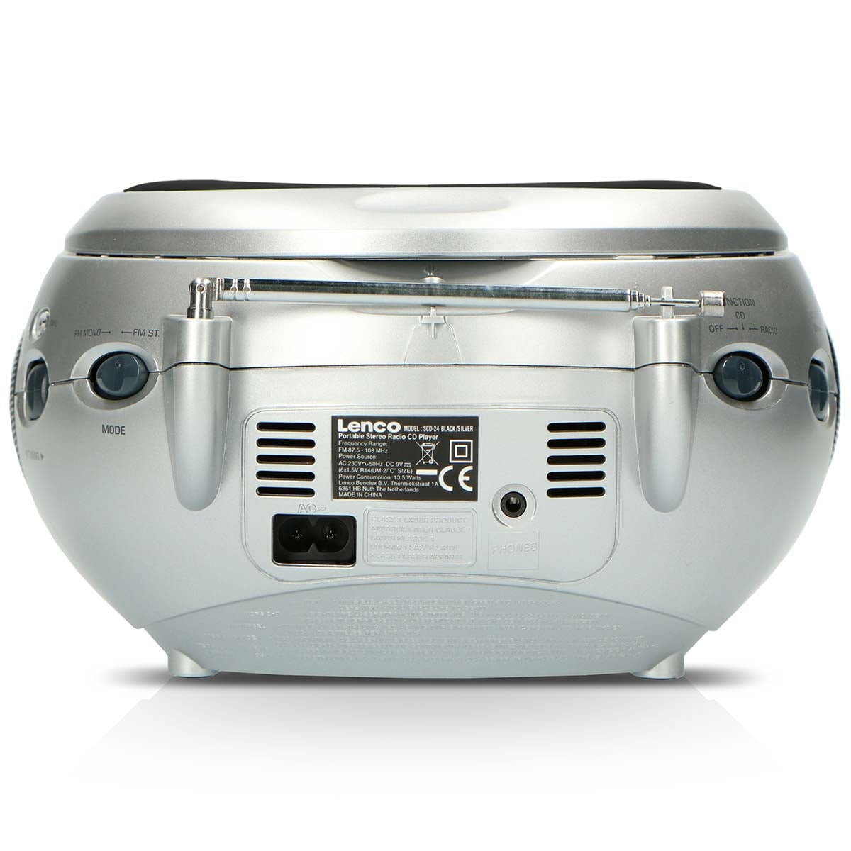 Portable stereo FM radio with CD player Black/silver