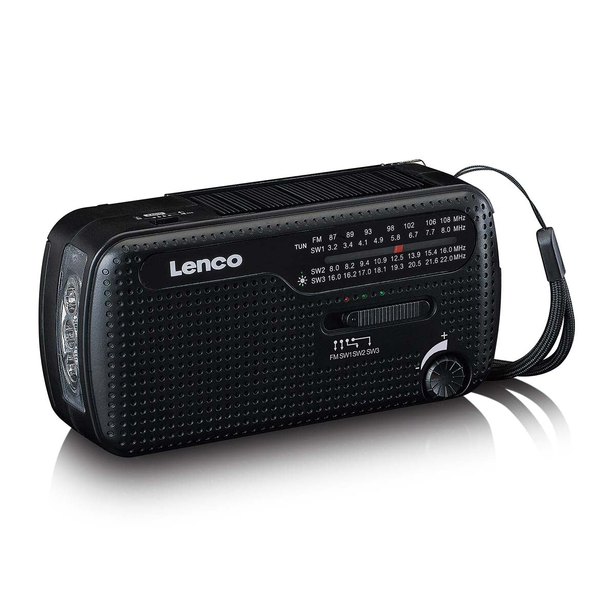 Portable wind-up emergency radio flashlight and power bank in one Black