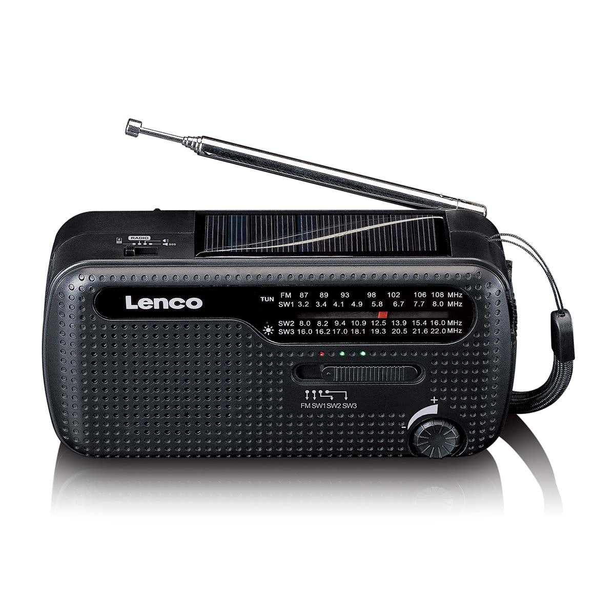 Portable wind-up emergency radio flashlight and power bank in one Black