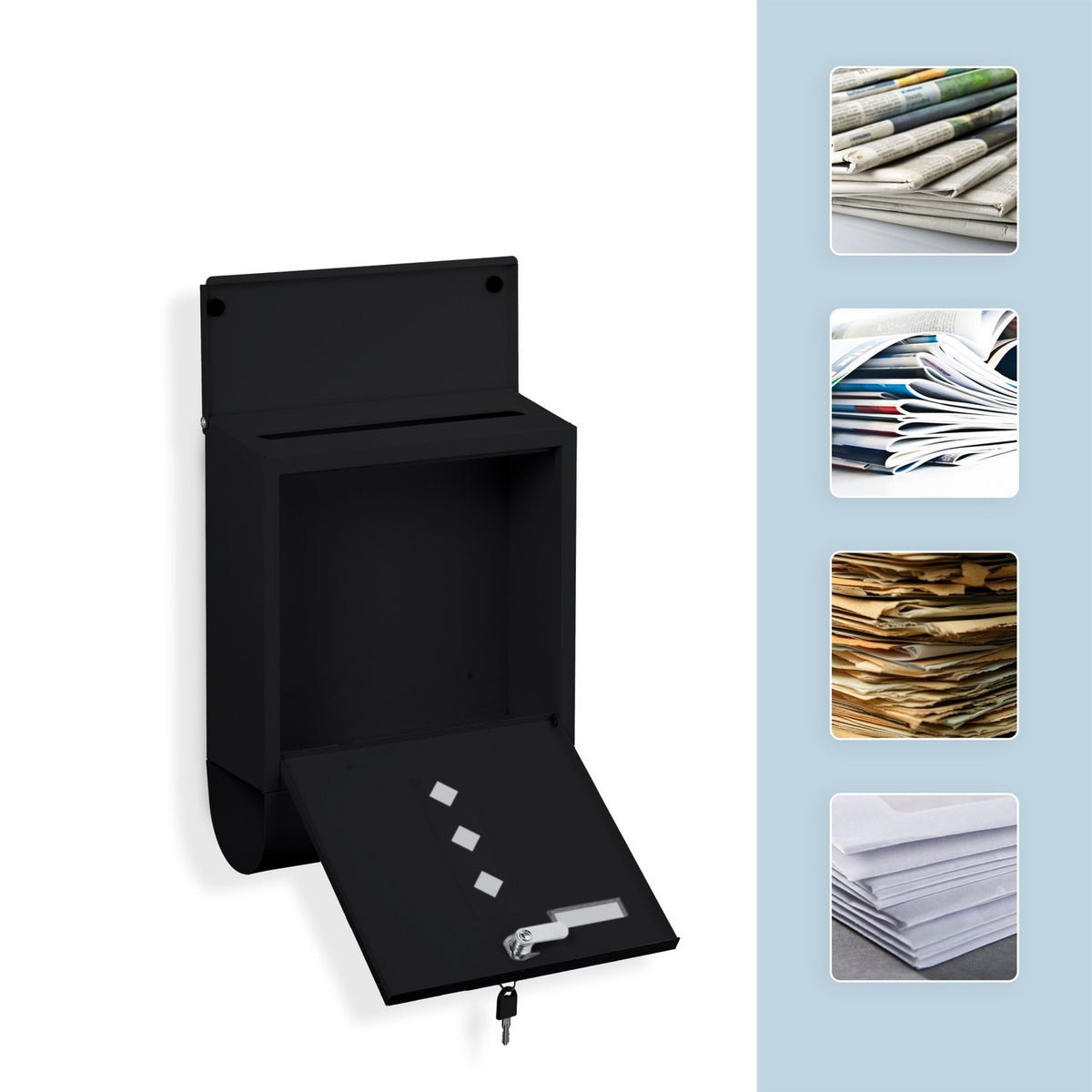 Postbox with Newspaper Holder – Minimalist Metal Design