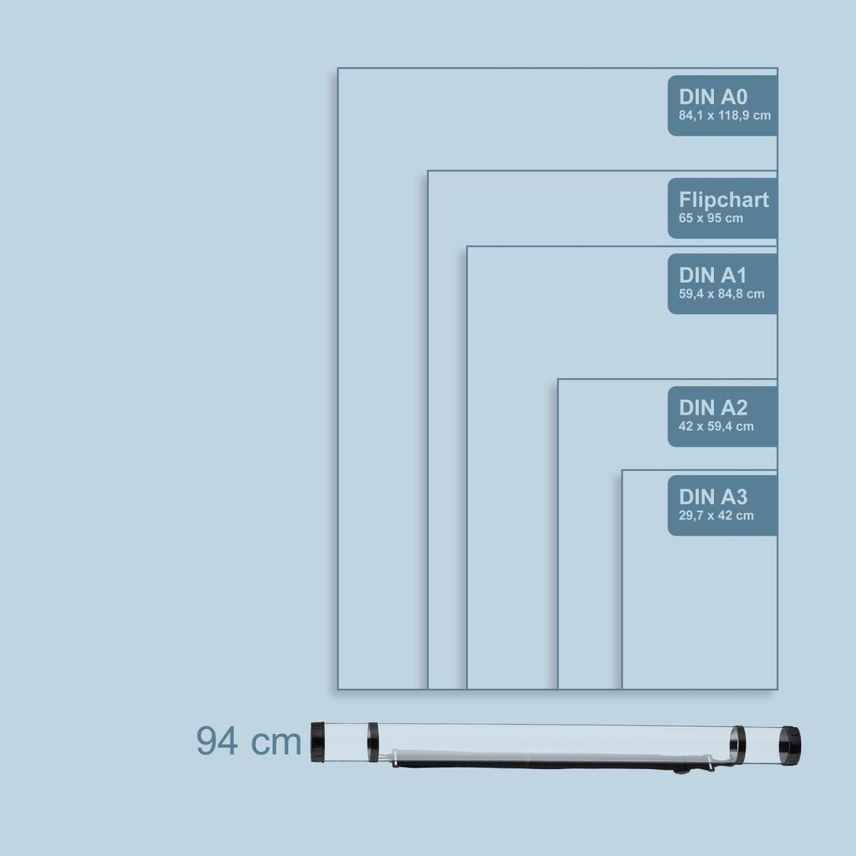 Poster Tube for Safe Transport, Transparent, Adjustable Strap
