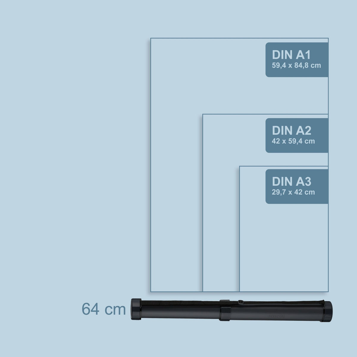 Poster Tube for Safe Transport, Transparent, Adjustable Strap