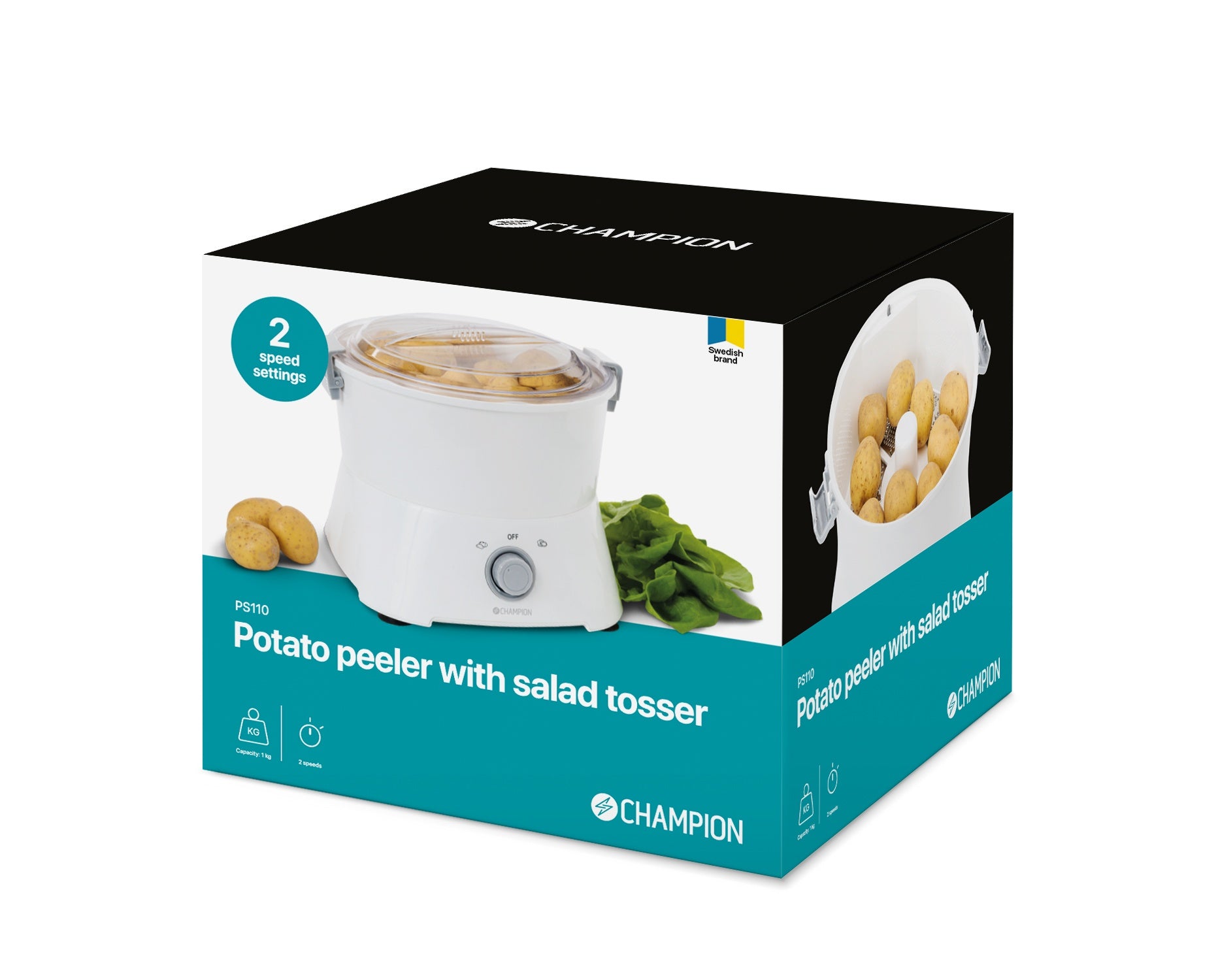 Potato Peeler with Salad Spinner, 1kg Capacity, White