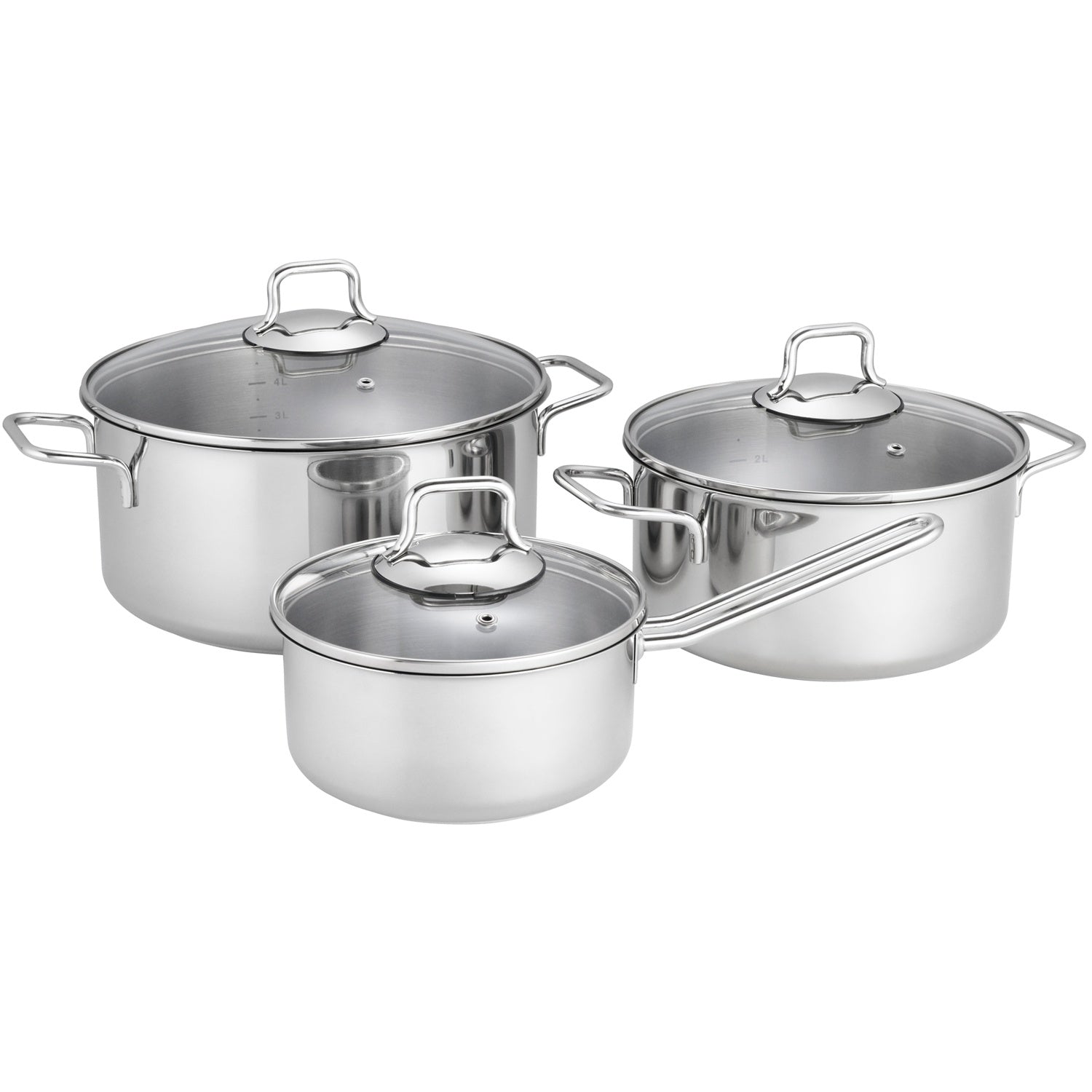 Pot & pan set with glass lid 3 parts