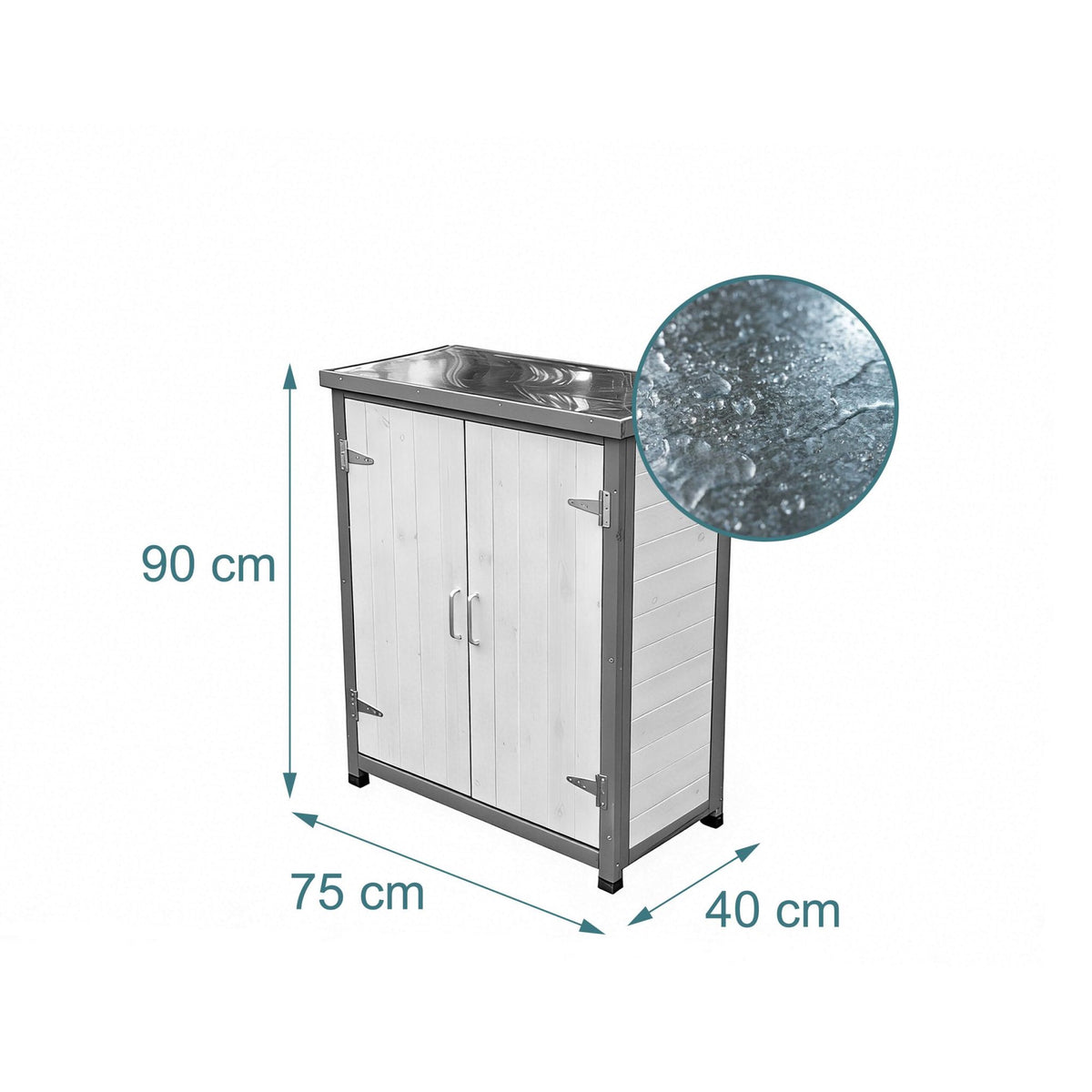 Potting Table with Cabinet and Galvanized Worktop