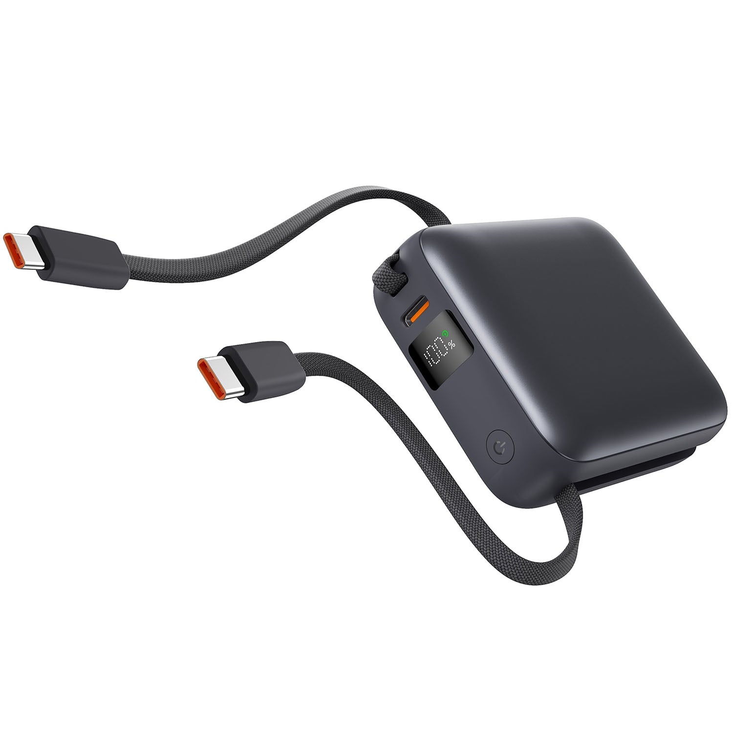 Power Bank 10000mAh 22.5W PD, Dual USB-C Cables, Black