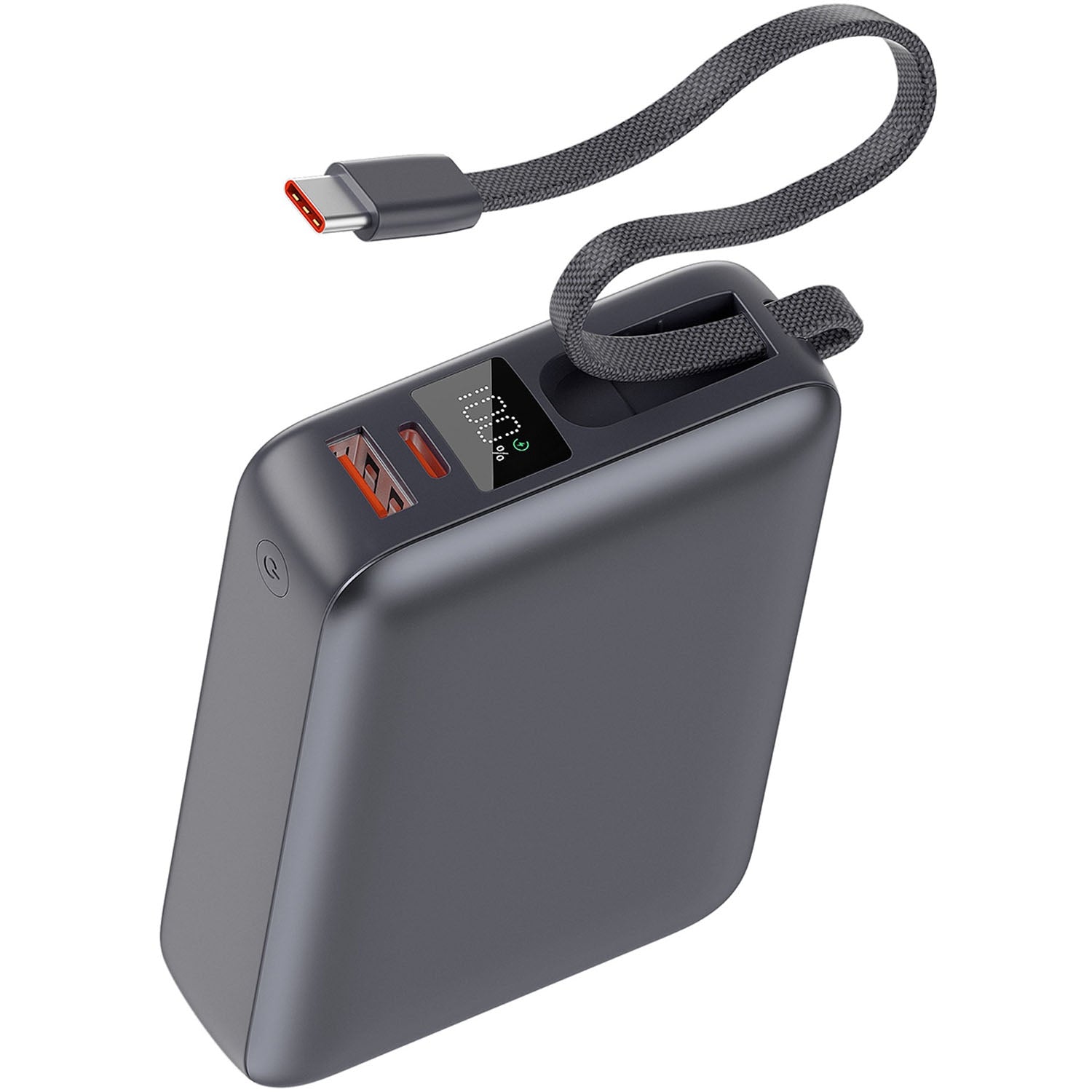 Power Bank 20000mAh 45W PD, Built-In USB-C Cable