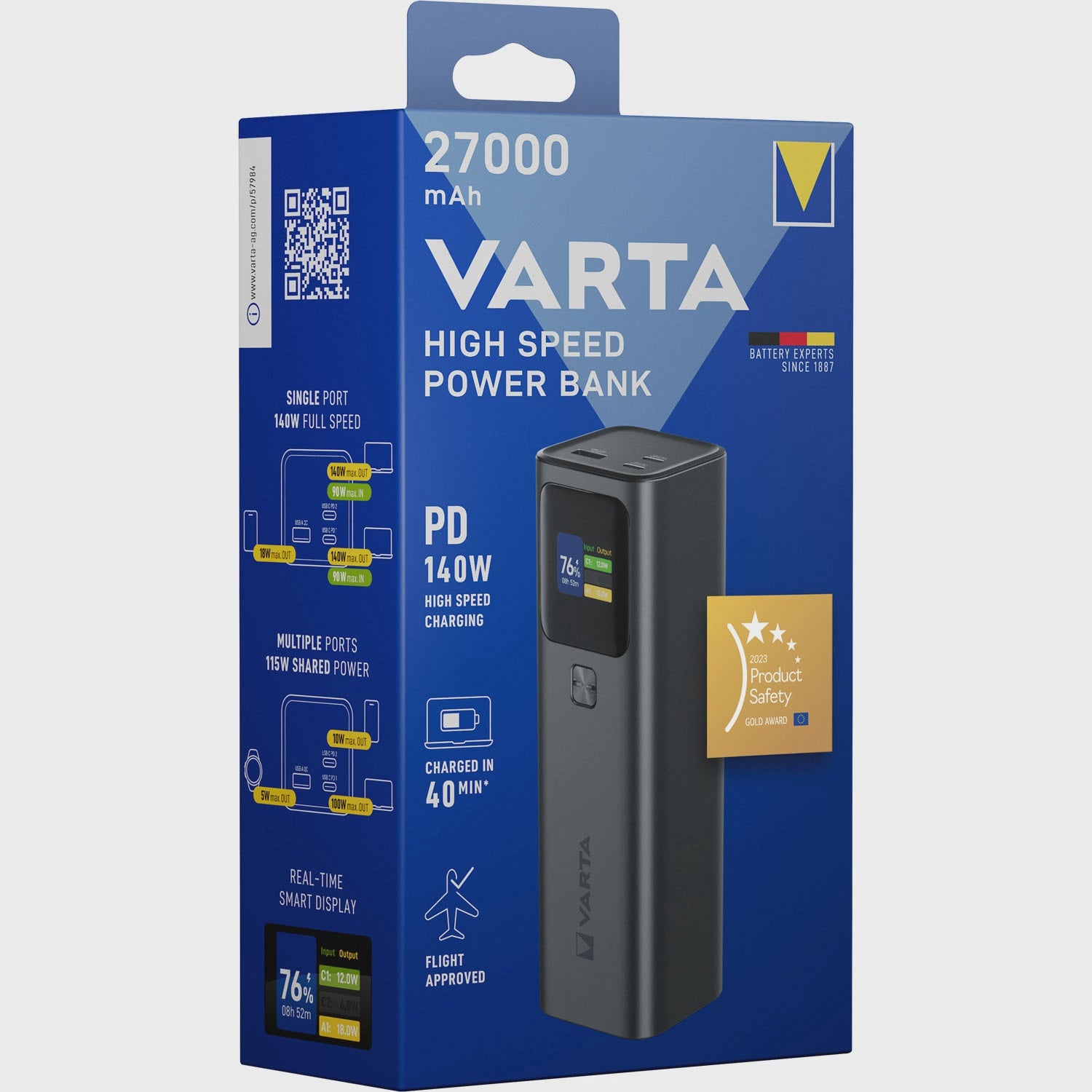 Power Bank 27000mAh, 140W Fast Charge, Black