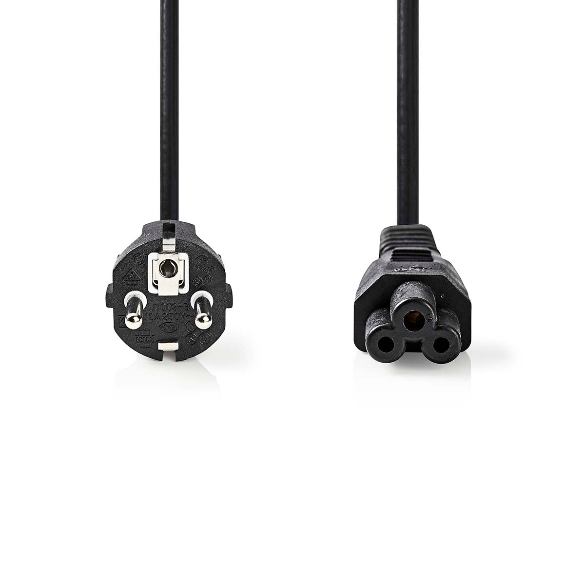 Power Cable | Plug with earth contact male | IEC-320-C5 | Straight | Straight | Nickel Plated | 5.00 m | Round | PVC | Black | Label