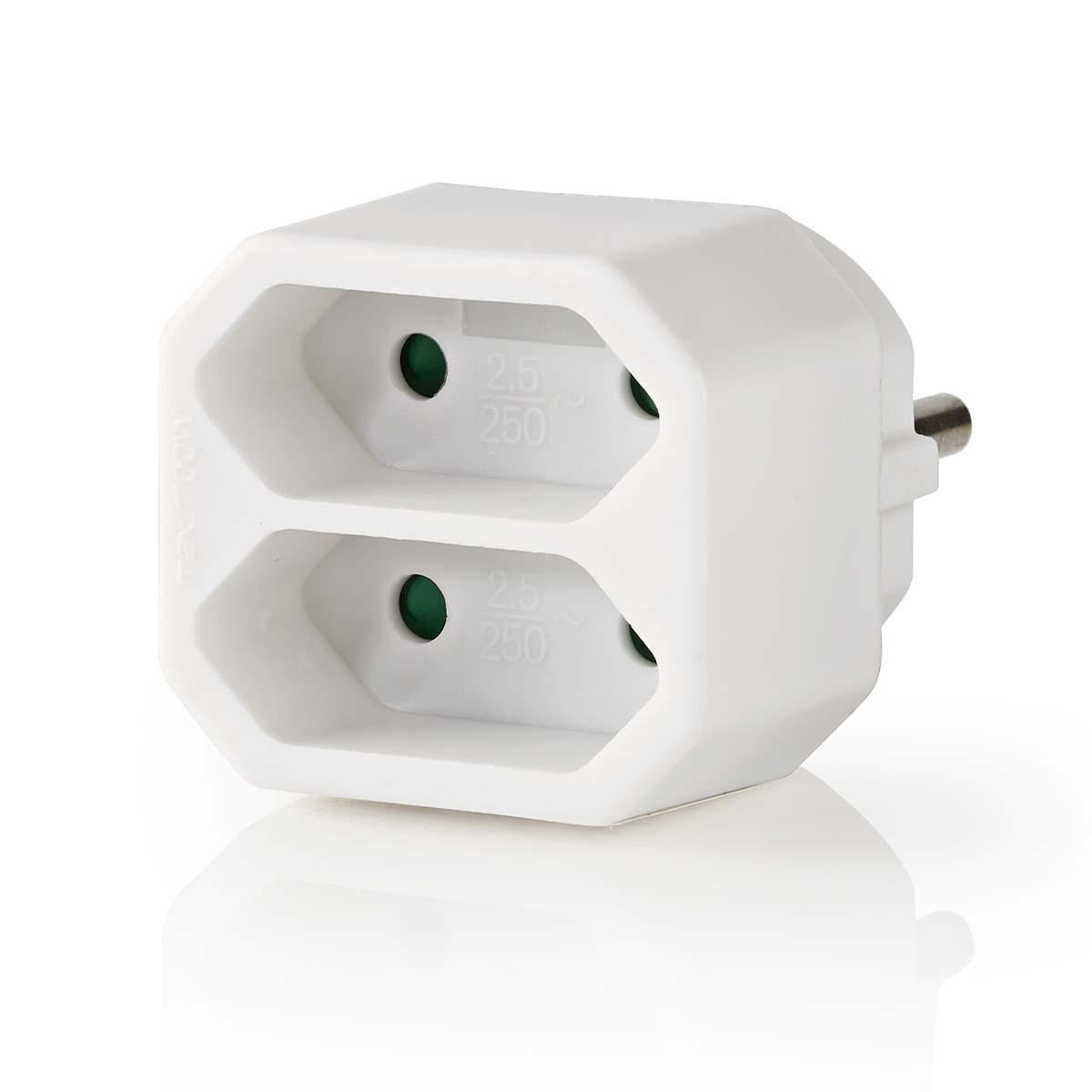 Power Outlet Splitter | Type F (CEE 7/7) | 250 V AC 50 Hz | French / Type C (CEE 7/16) | 250 V AC 50/60 Hz | 2.5 A| 1100 W | White
