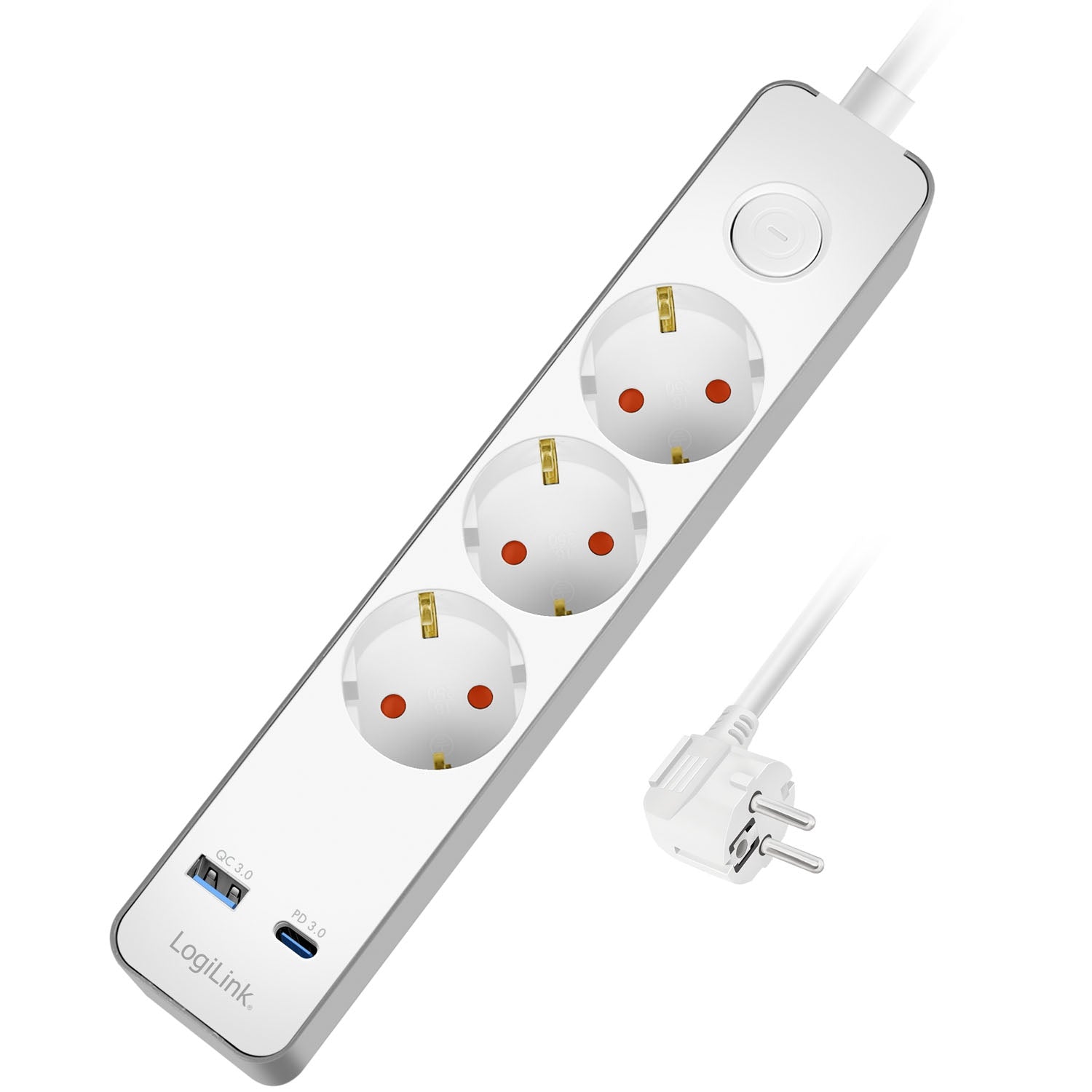 Power Strip 3-Way + USB-A/USB-C PD 20W, 1.4m, White