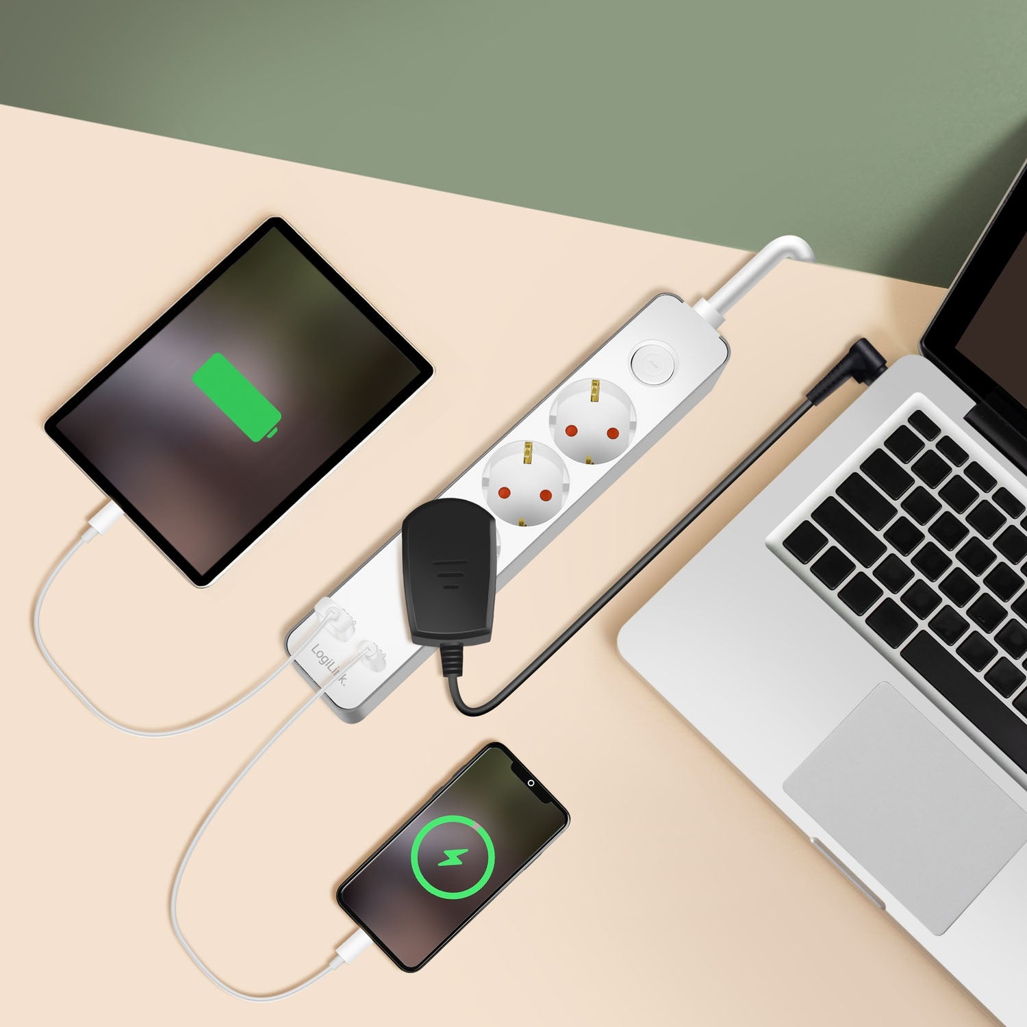 Power Strip 3-Way + USB-A/USB-C PD 20W, 1.4m, White