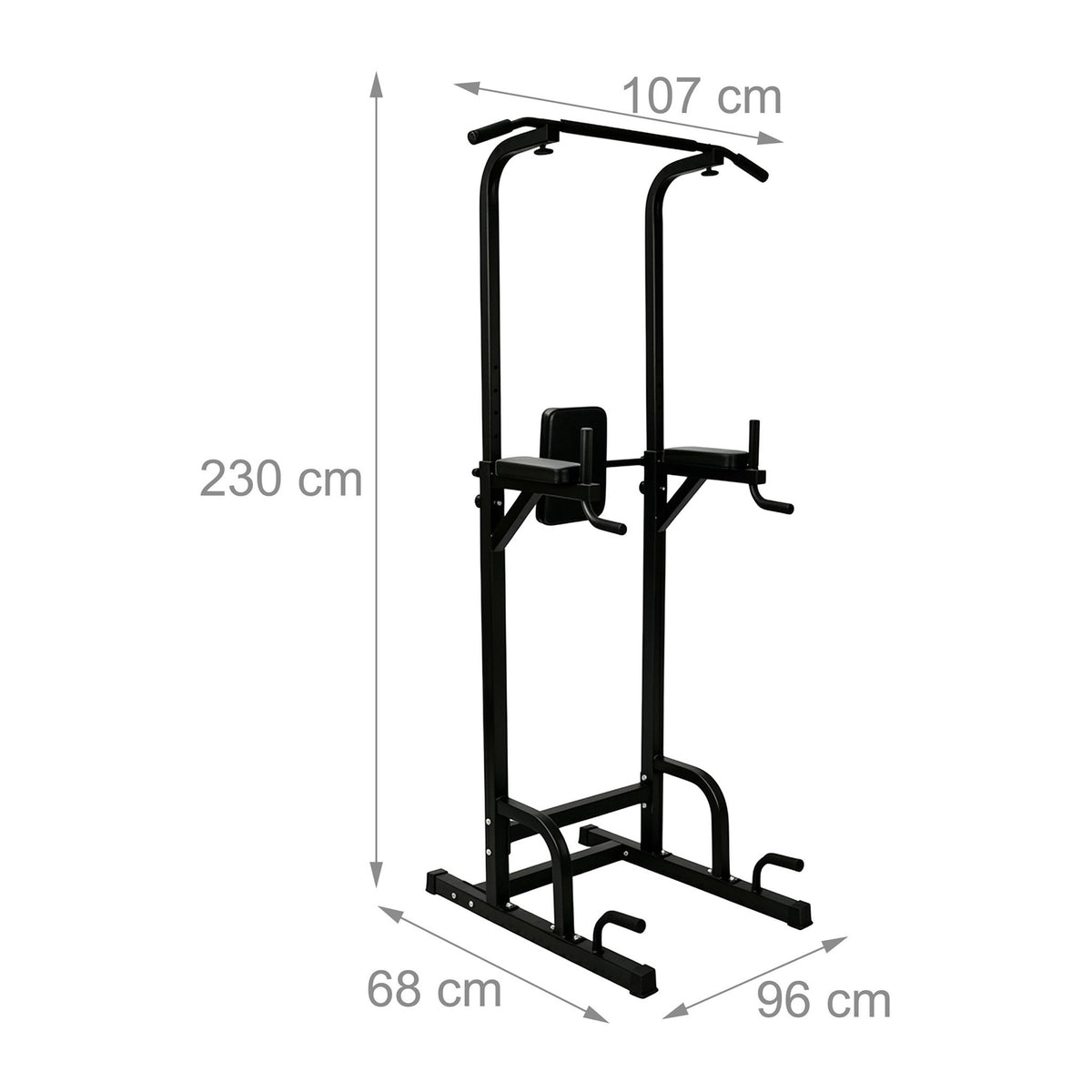 Power Tower for Home Gym, Adjustable Height, Black Steel