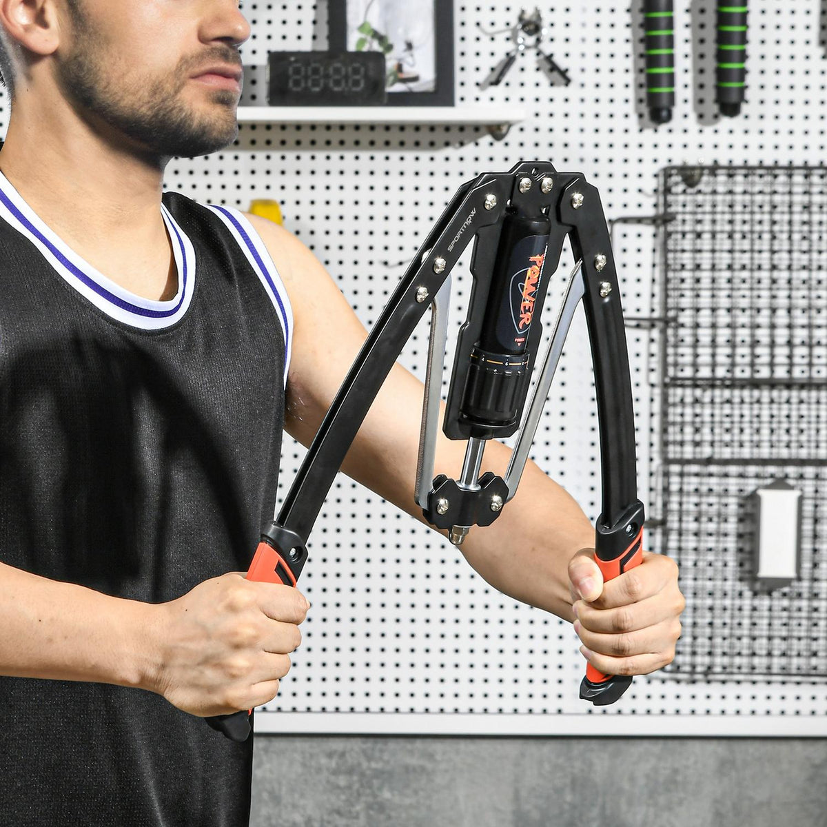 Power Twister 10-200kg Arm Trainer Adjustable Hydraulic Arm Training Device 43 x 16 x 5 cm Black+Red