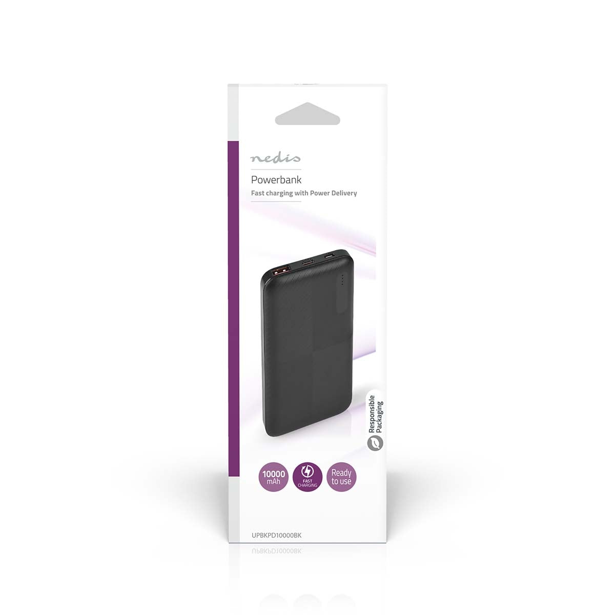 Power bank | 10000 mAh | 1.5 / 2.0 / 3.0 A | Number of outputs: 2 | Output connection: 1x USB-A / 1x USB-C™ | Input connection: 1x Micro USB / 1x USB-C™ | PD2.0 18W | Lithium polymer