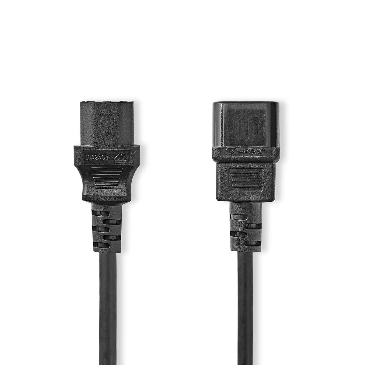 Power cable | IEC-320-C14 | IEC-320-C13 | Straight | Straight | Nickel Plated | 3.00 m | Round | PVC | Black | Label