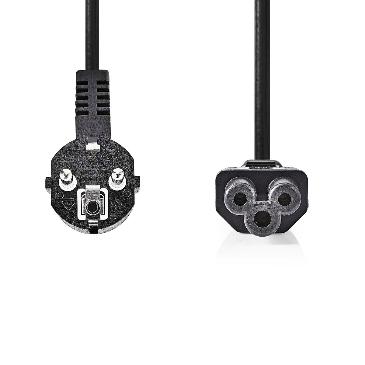 Power cable | Power connector Male | IEC-320-C5 | Angled | Straight | Nickel Plated | 2.00 m | Round | PVC | Black | Box