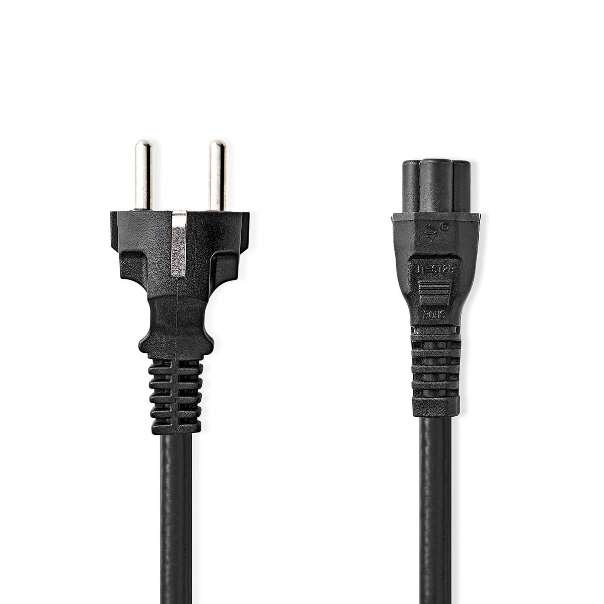 Power cable | Power connector Male | IEC-320-C5 | Straight | Straight | Nickel Plated | 2.00 m | Round | PVC | Black | Label