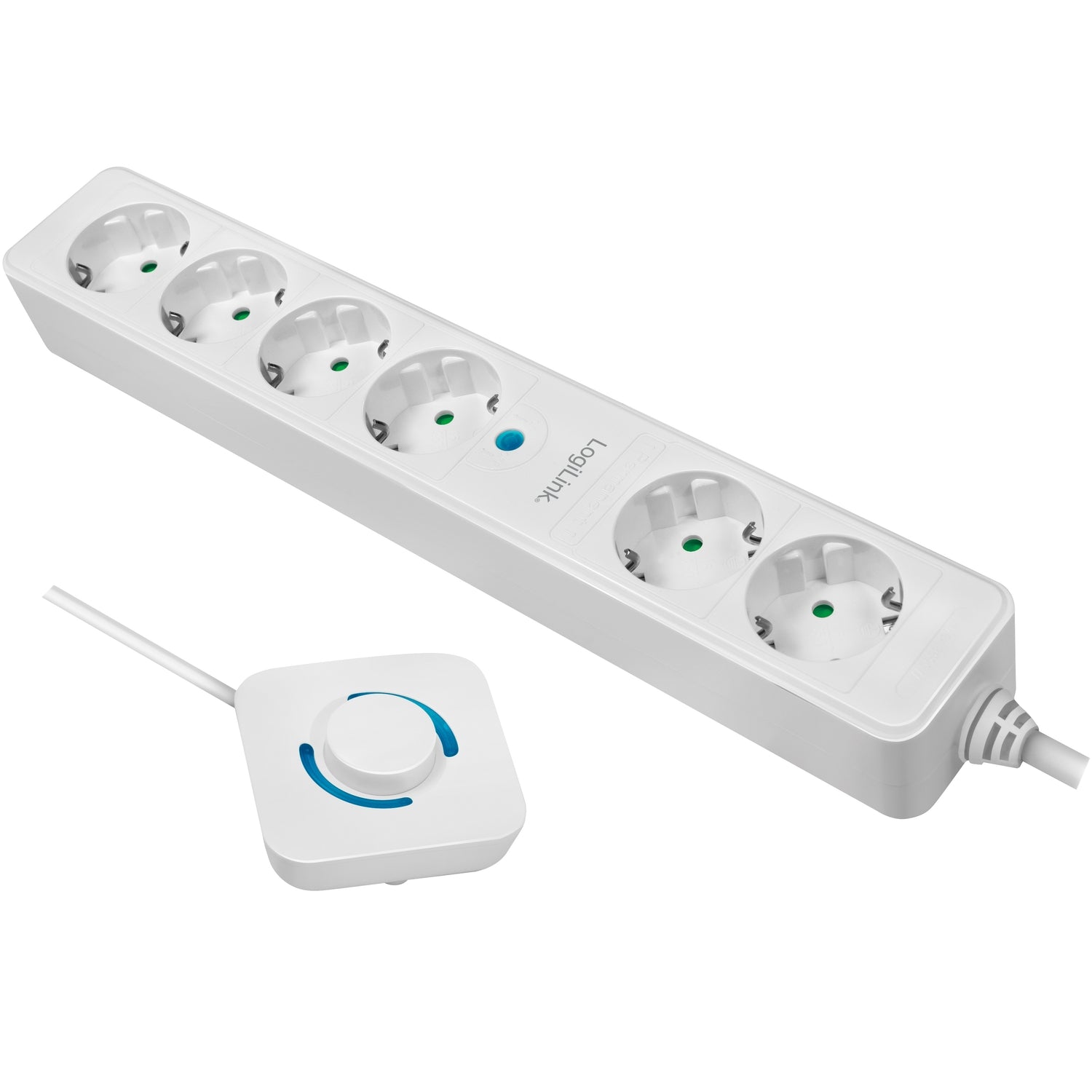 Power outlet 4+2-way with foot switch White