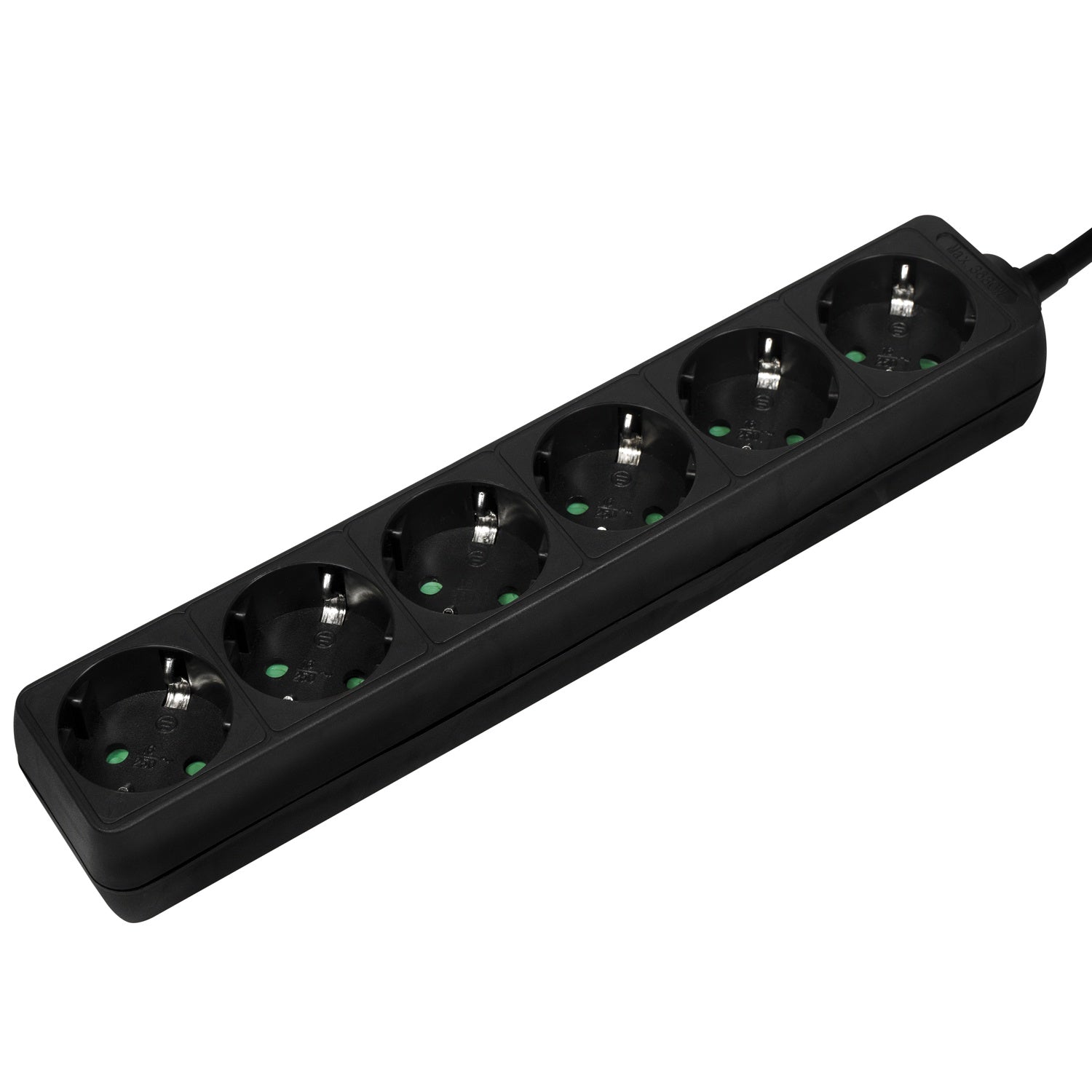 Power outlet Grounded 6-way 1.5m Black