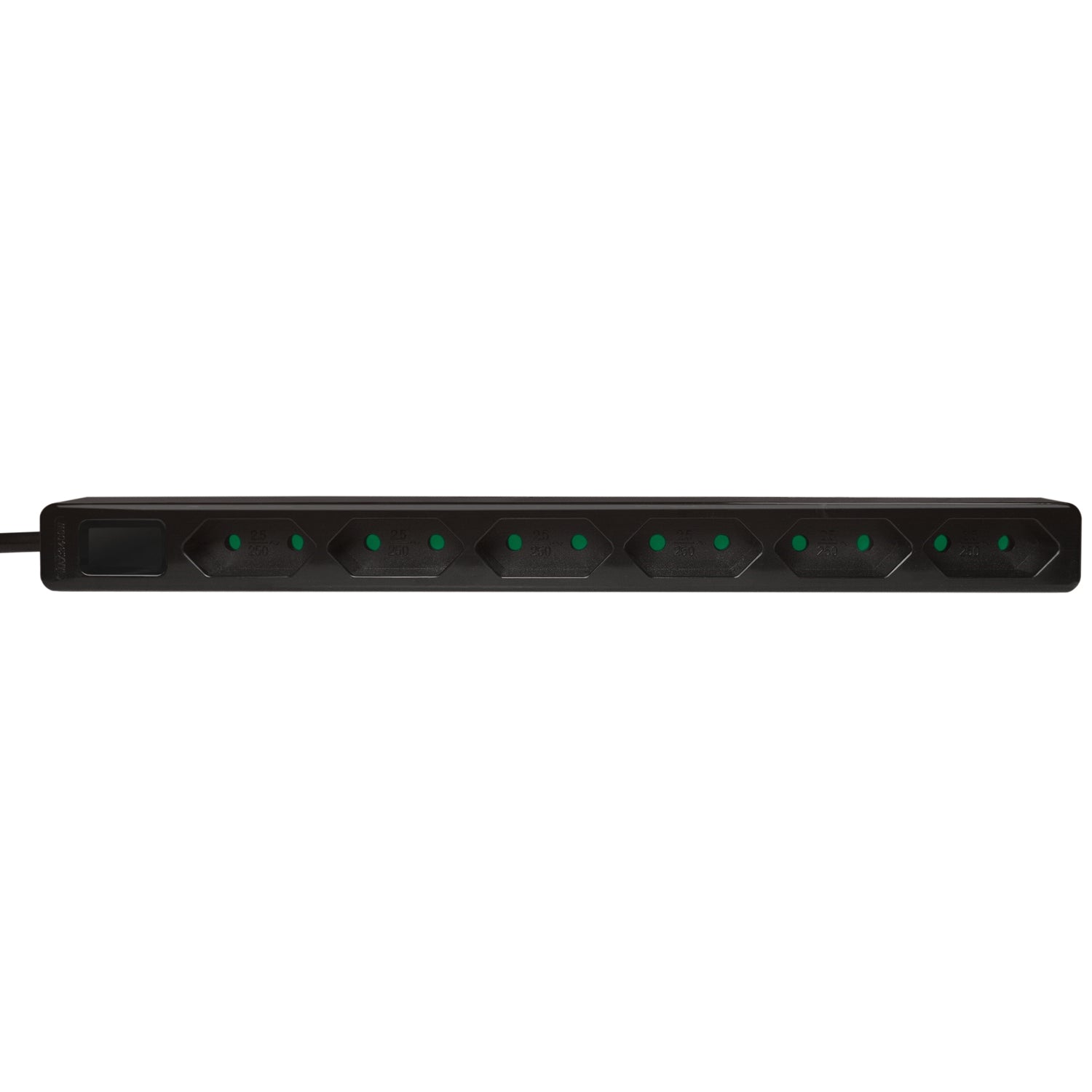 Power outlet Slim Euro 6-way 1.5m Black