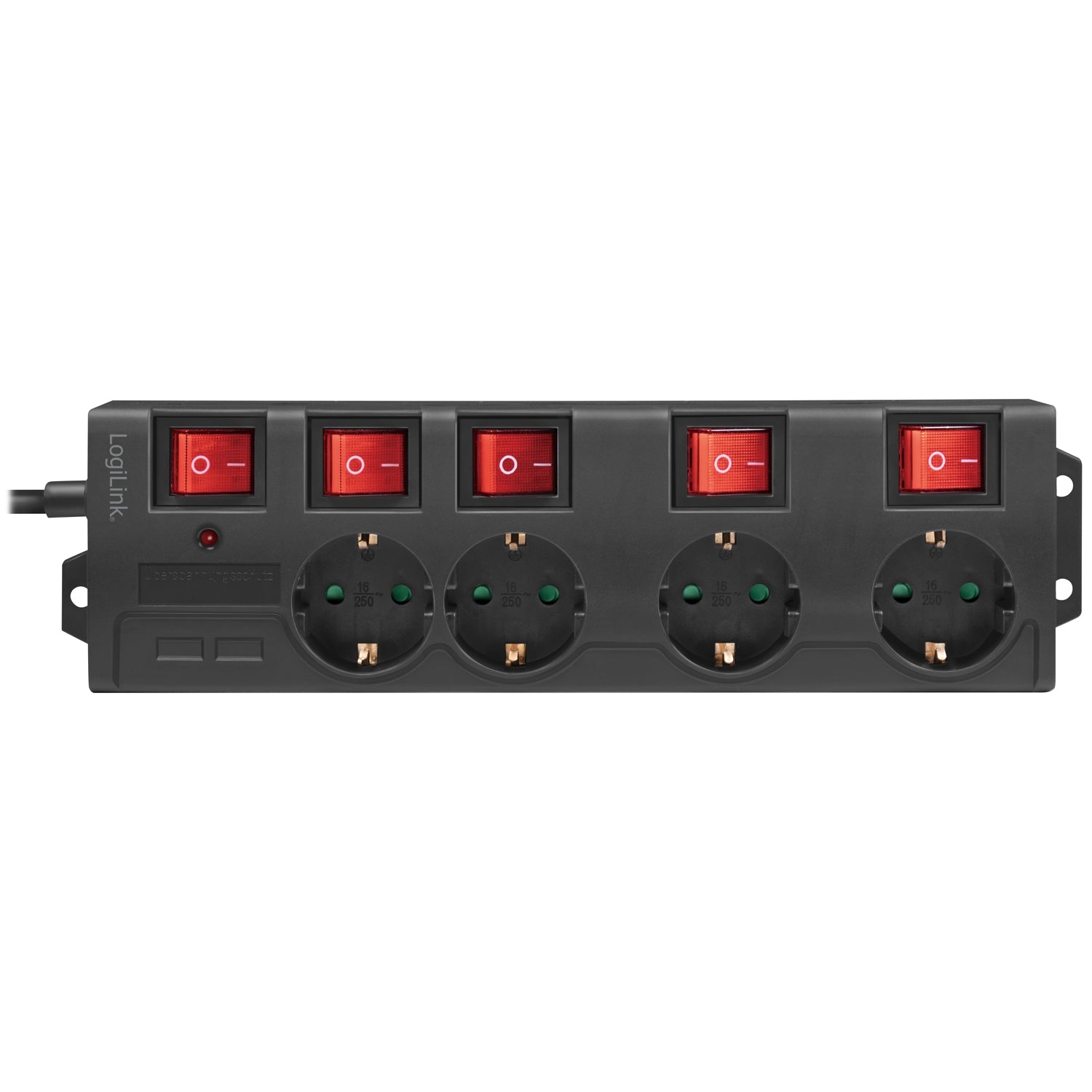 Power outlet with separate switches 4-way Black