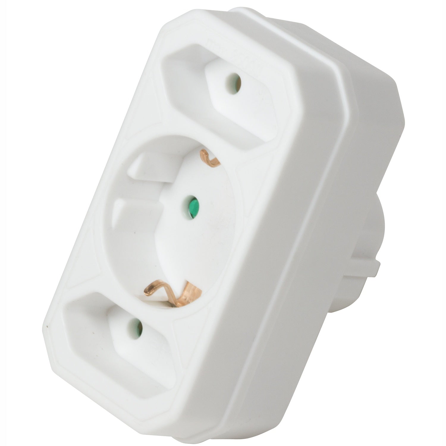 Power socket with 2 Euro + 1 grounded socket White