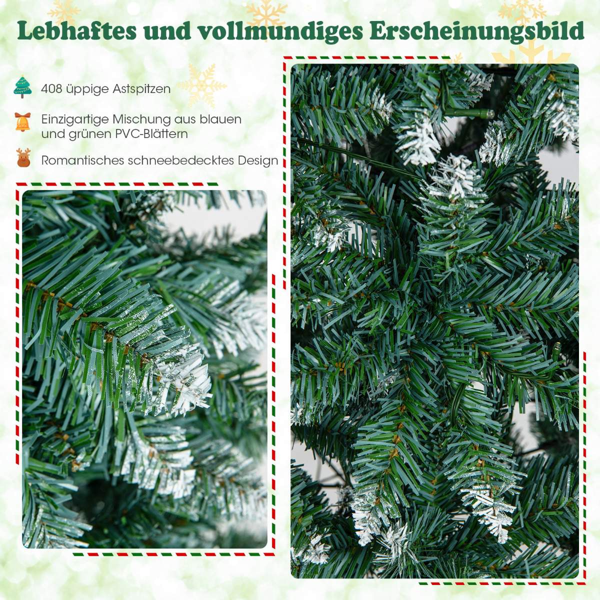 Pre-Lit Artificial Christmas Tree 150cm, Slim, 200 LED, Blue-Green