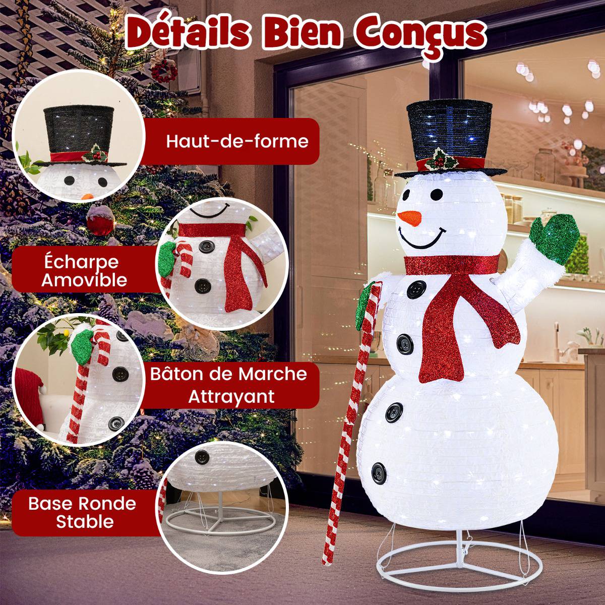 Pre-Lit Snowman Yard Decoration – 150 cm, 180 LEDs