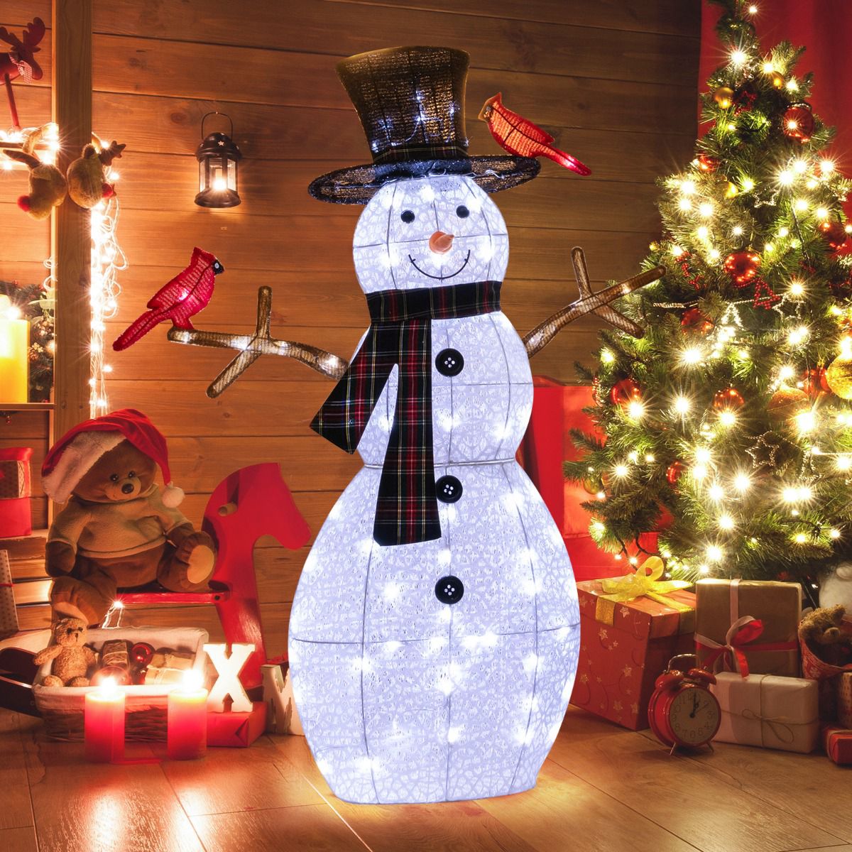 Pre-Lit Snowman Yard Stake, 50 Inch, 70 Cool White LEDs