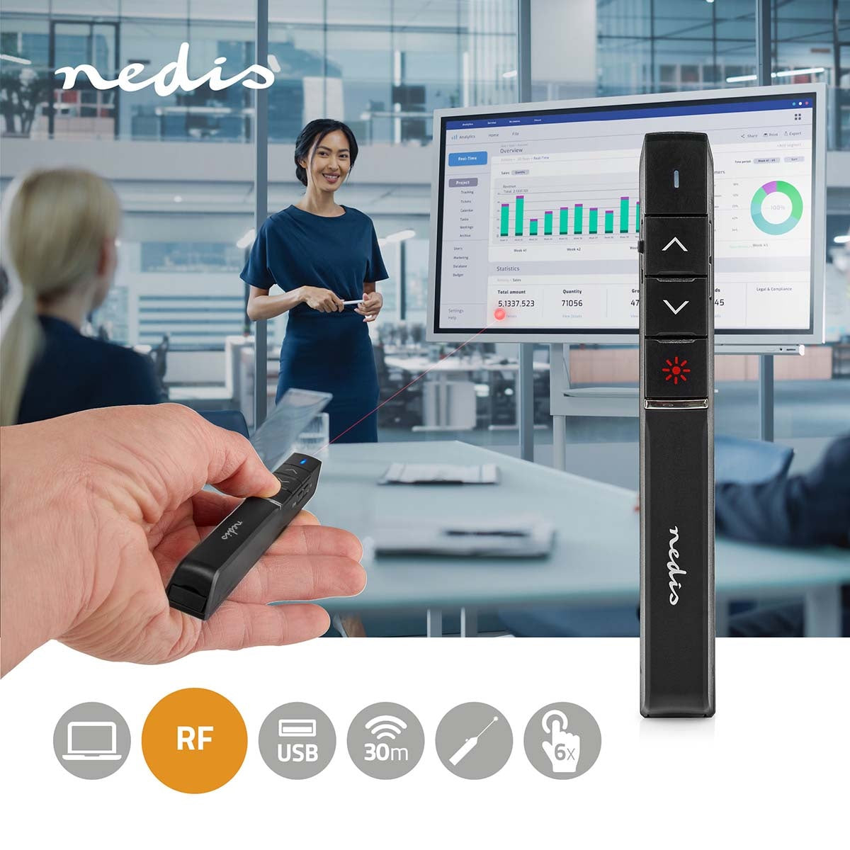 Presenter | Laser pointer distance up to: 100 m | Wireless range up to: 30 m | Black