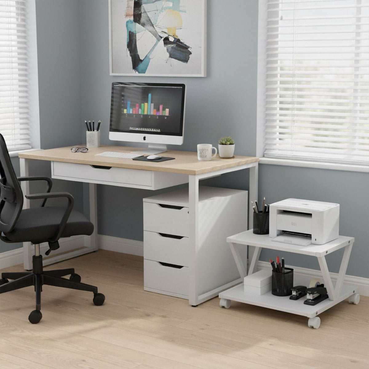 Printer Stand with Removable Castors – Two-Tier Shelf