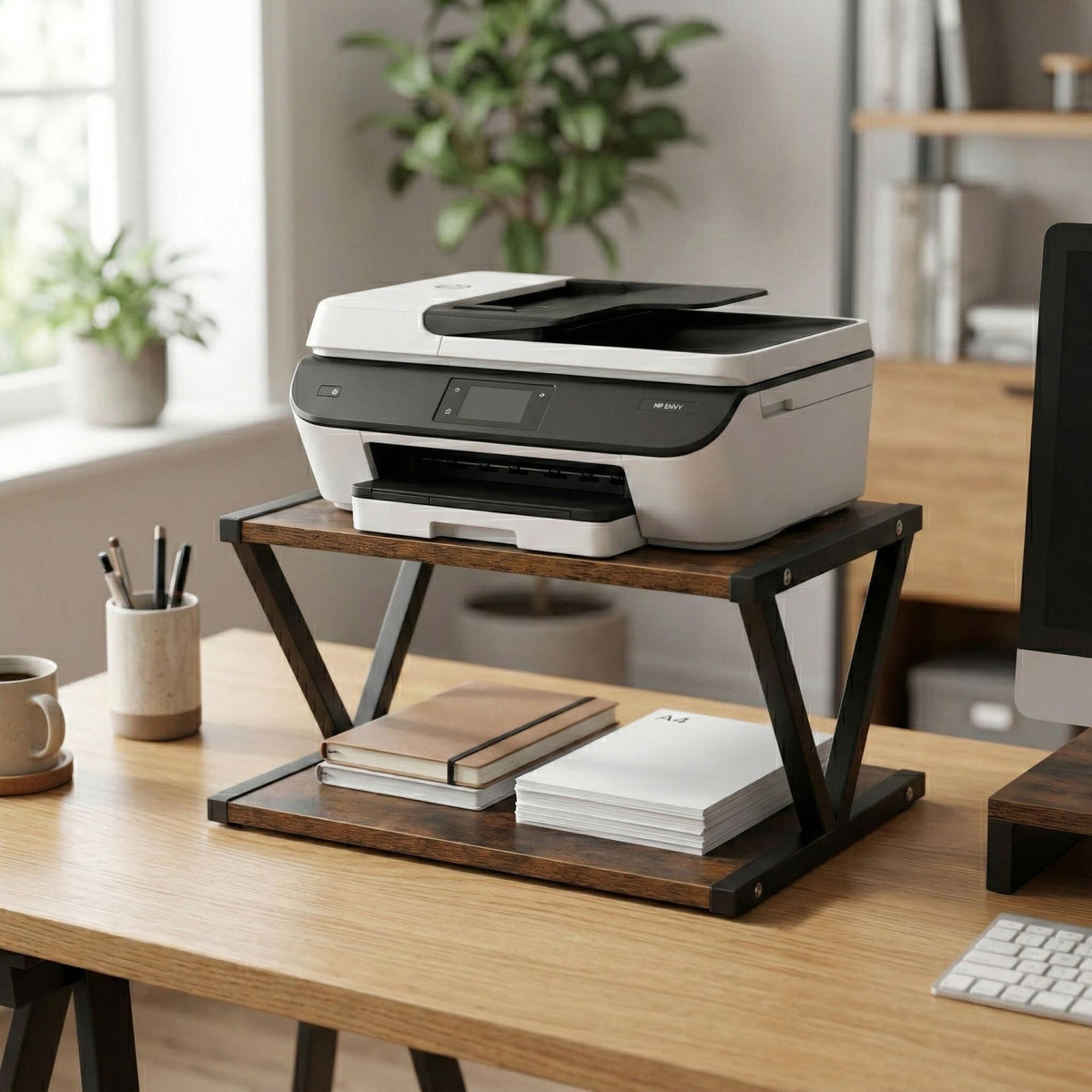 Printer Stand with Wheels – 2-Tier, Mobile Shelf