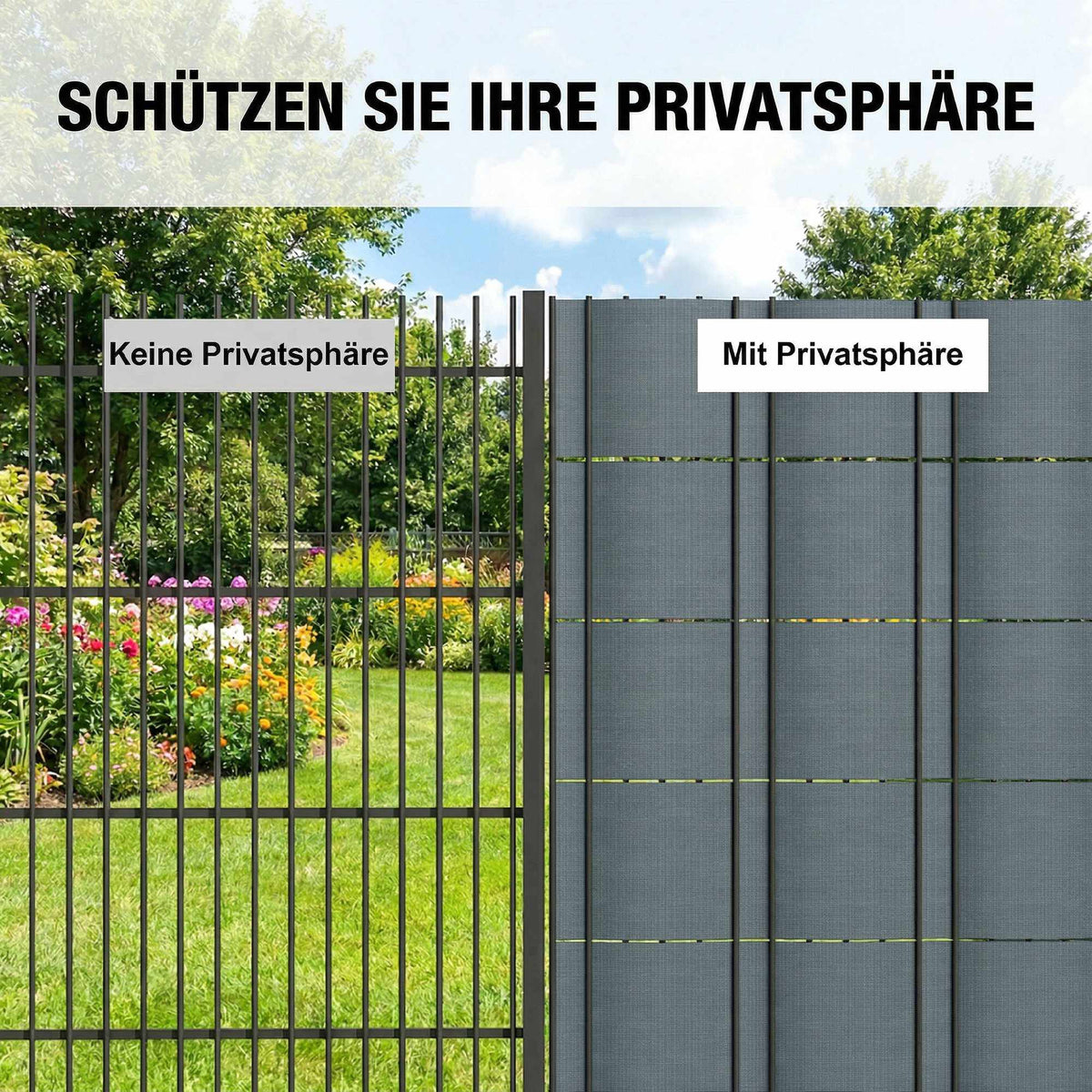 Privacy Fence Strips Set, UV-Resistant, Waterproof, 35m x 19cm, Gray